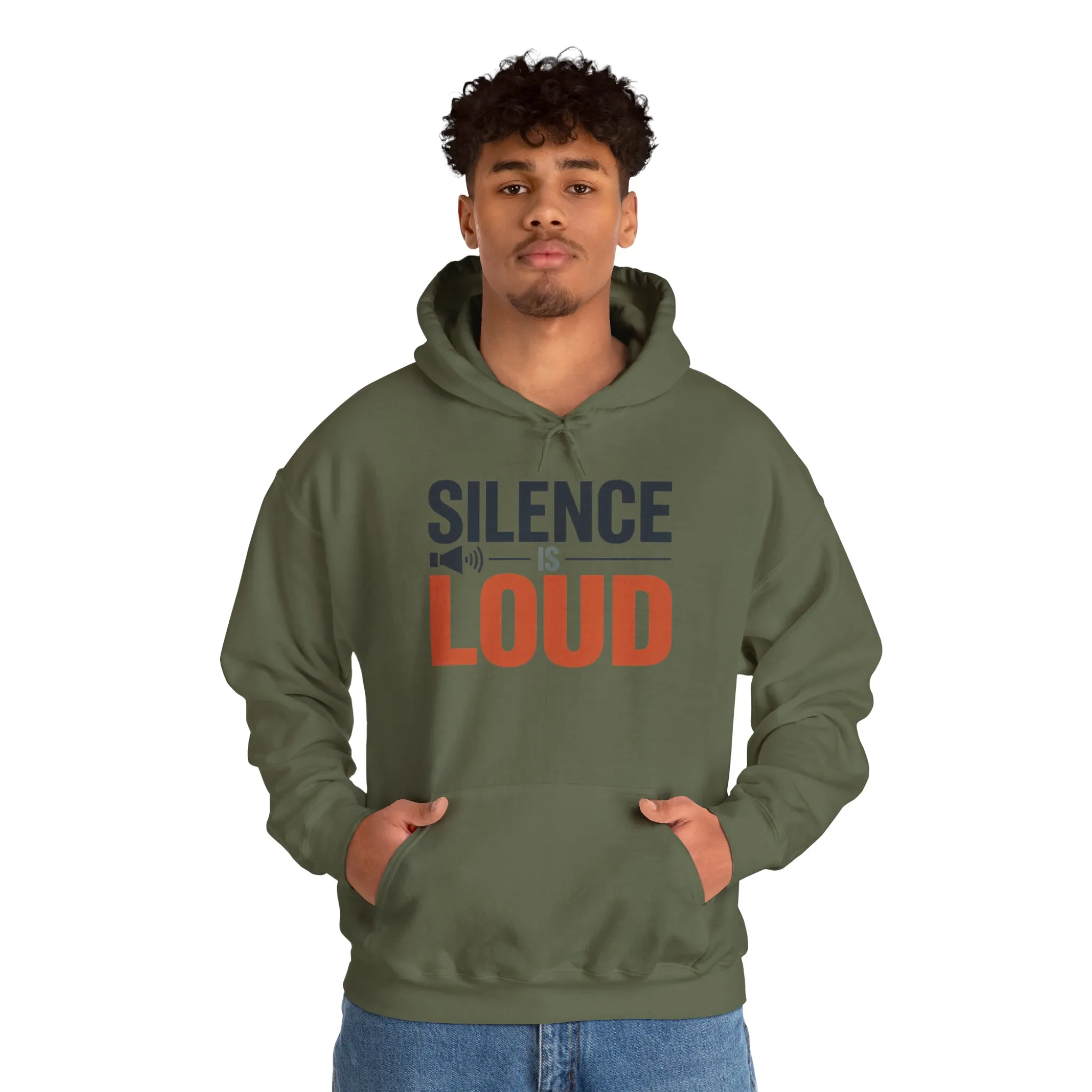 Mens Heavy Blend™ Hooded Sweatshirt, Silence Is Loud Graphic Motivational Mens Hoodie - Image 15