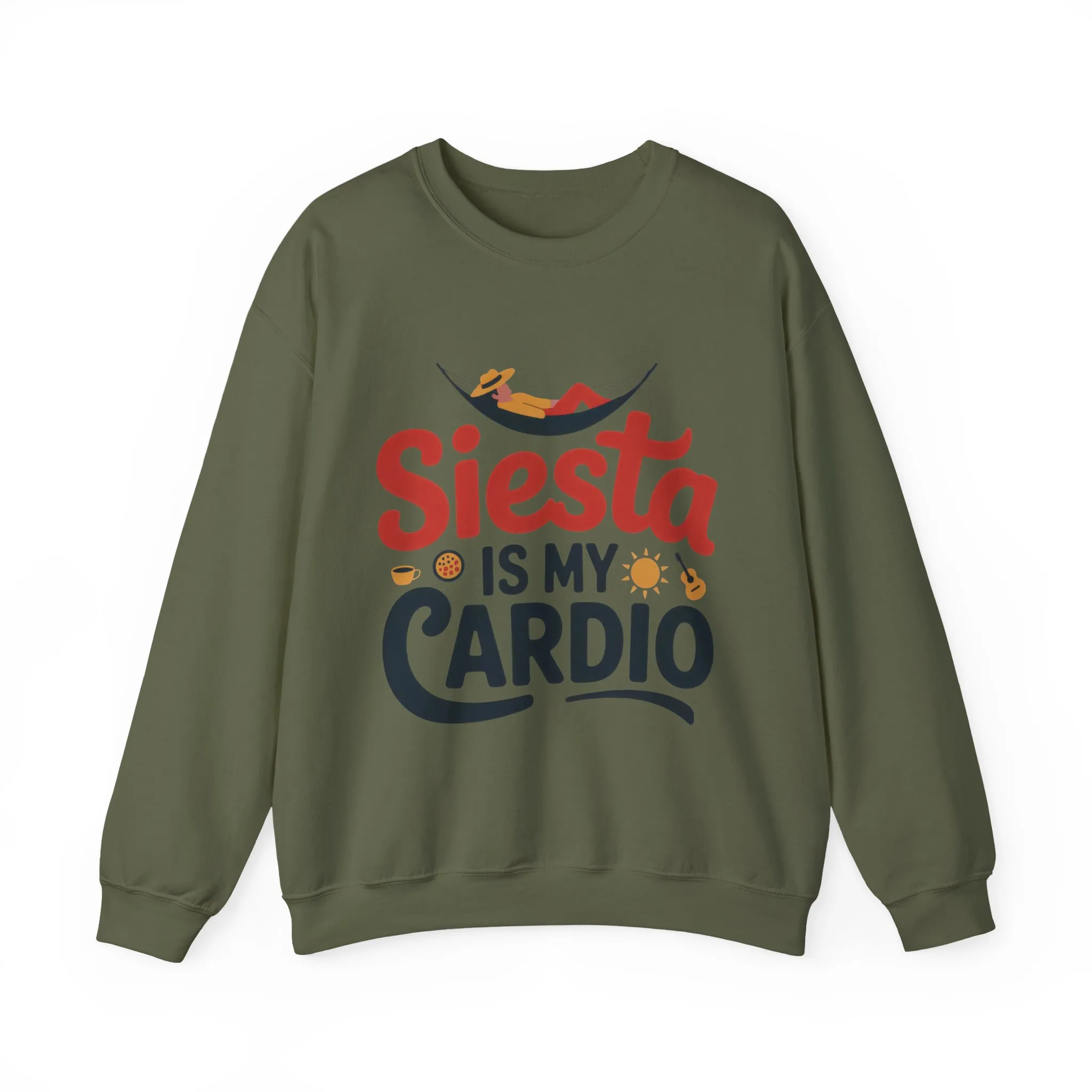 Mens Heavy Blend™ Crewneck Sweatshirt, Siesta Is My Cardio Funny Mens Sweatshirt Spain Gift - Image 10