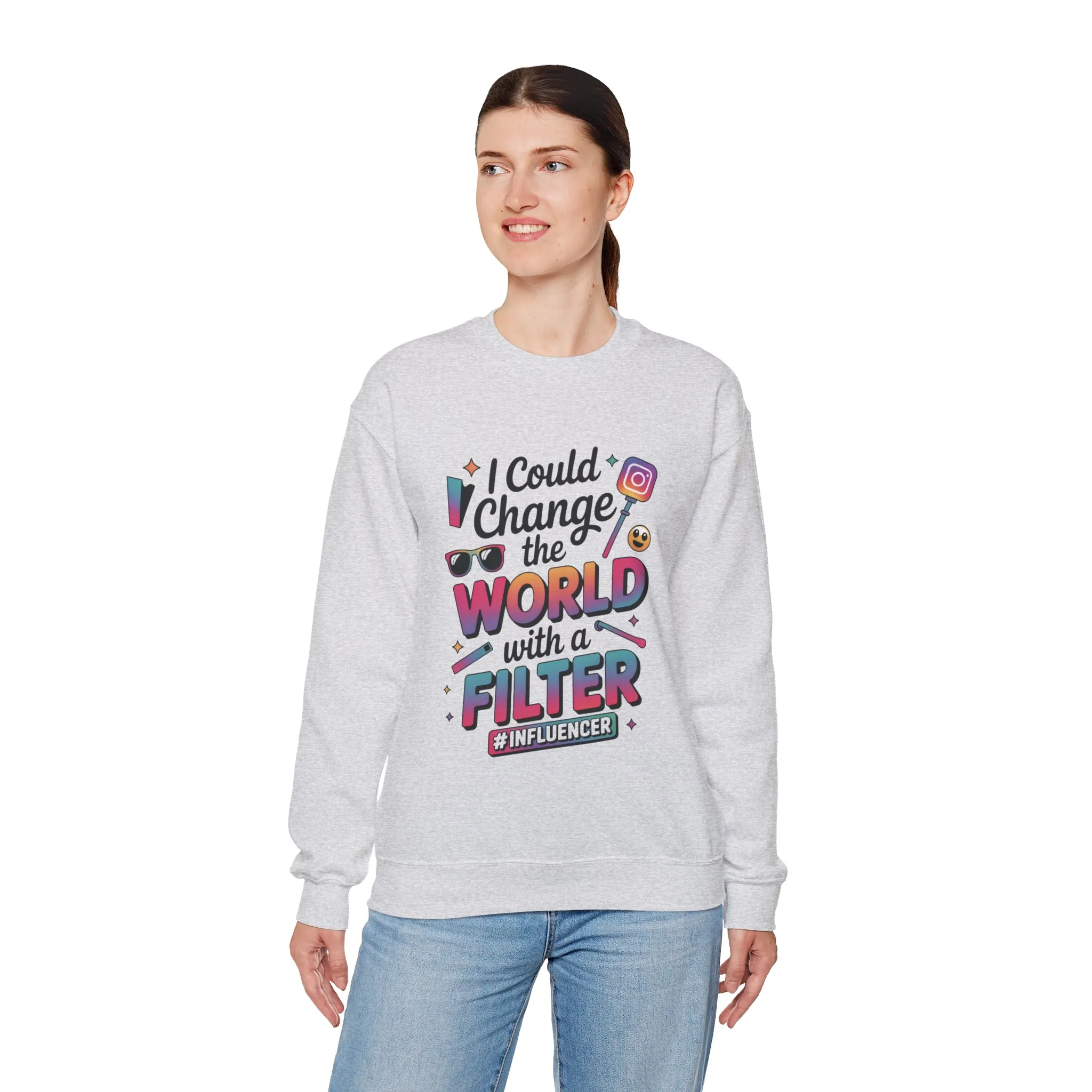 Womens Heavy Blend™ Crewneck Sweatshirt, Womens Influencer Sweatshirt, Funny Social Media Pullover, Cute Trendy Graphic Top - Image 9