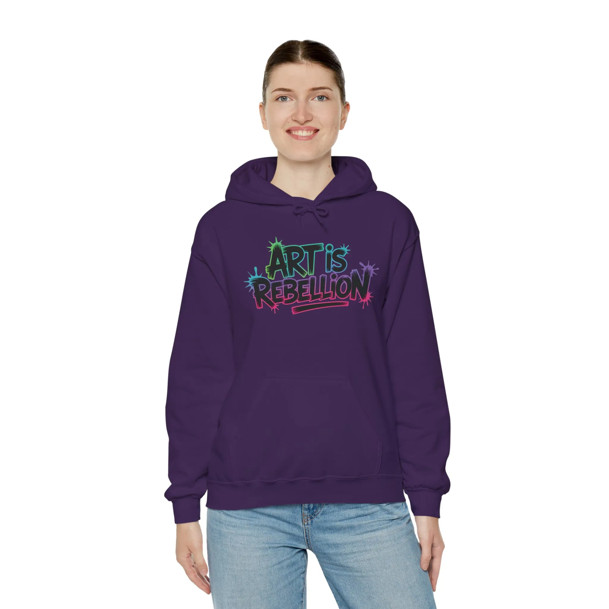 Art Is Rebellion Hoodie, Women's Graffiti Street Art Hooded Sweatshirt, Rebel Graphic Statement Pullover, Heavy Blend™ Hooded Sweatshirt - Image 26