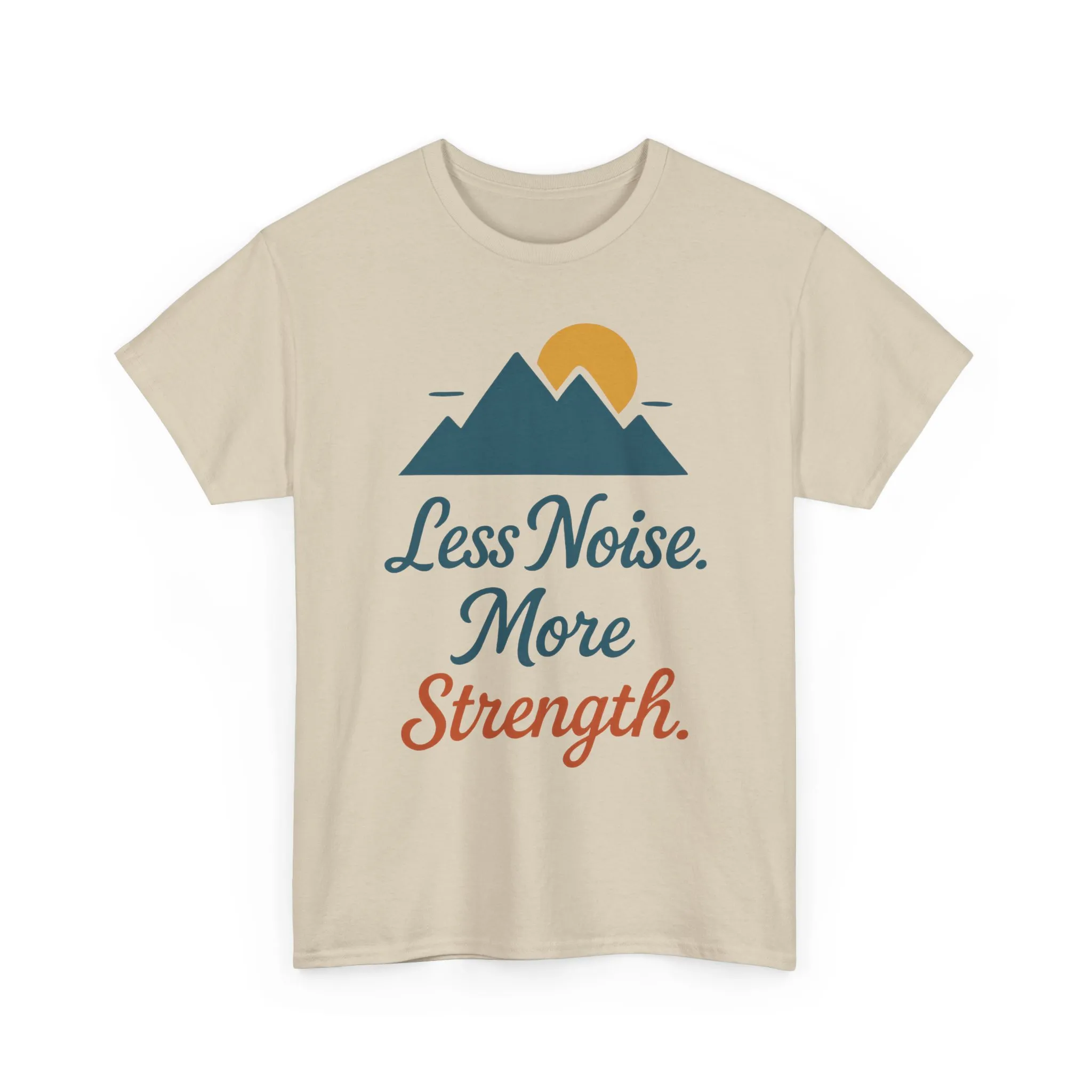Mens Less Noise More Strength Mountain T-Shirt, Motivational Gym Hiking Tee - Image 7