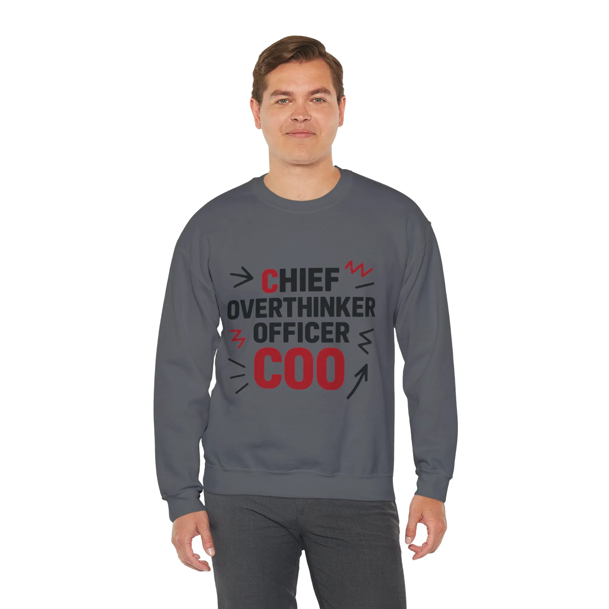 Chief Overthinker Officer Men's Sweatshirt, COO Funny Office Humor Graphic Pullover, Men's Heavy Blend™ Crewneck Sweatshirt - Image 32