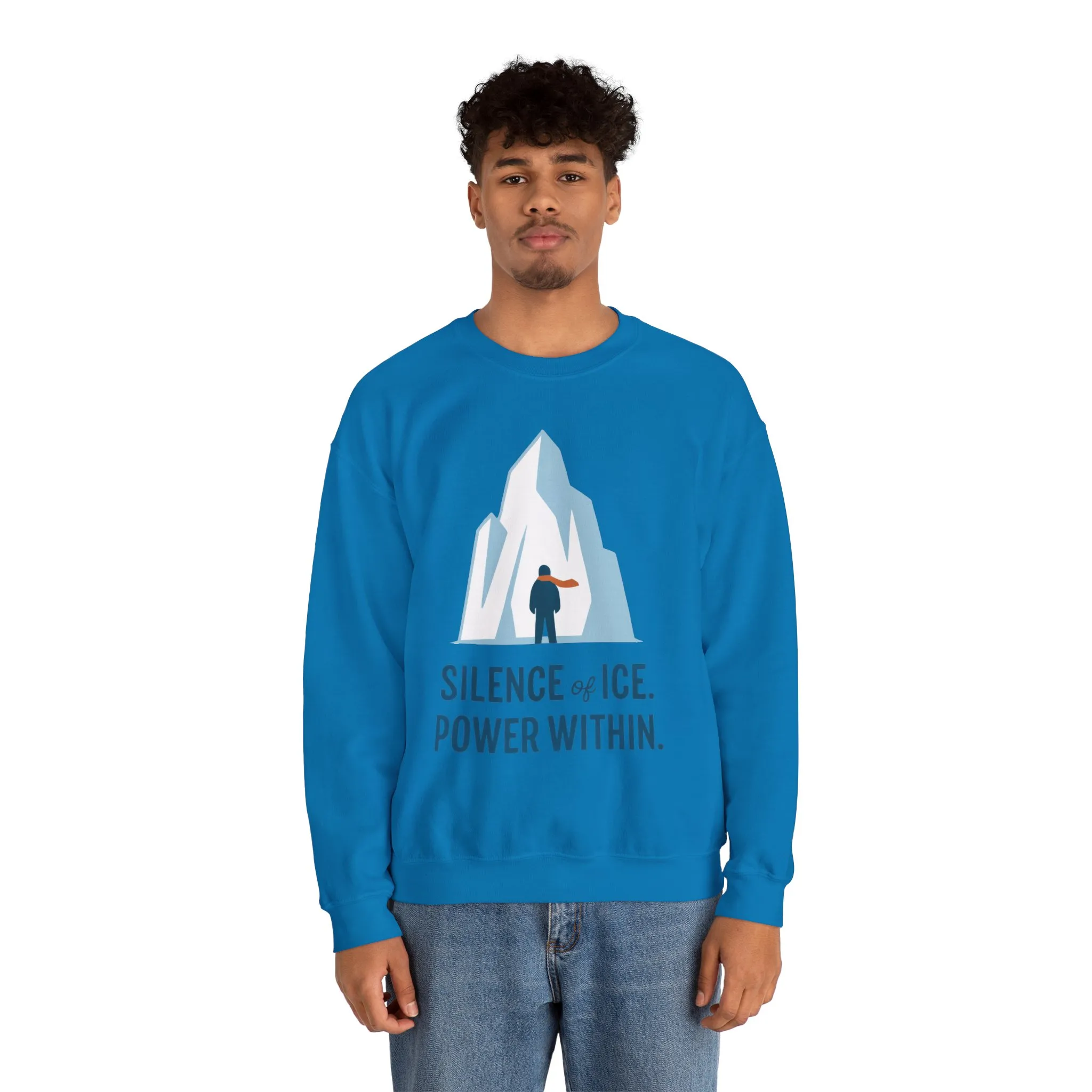 Mens Heavy Blend™ Crewneck Sweatshirt, Silence of Ice Power Within Sweatshirt, Nordic Iceberg Minimalist Pullover - Image 23