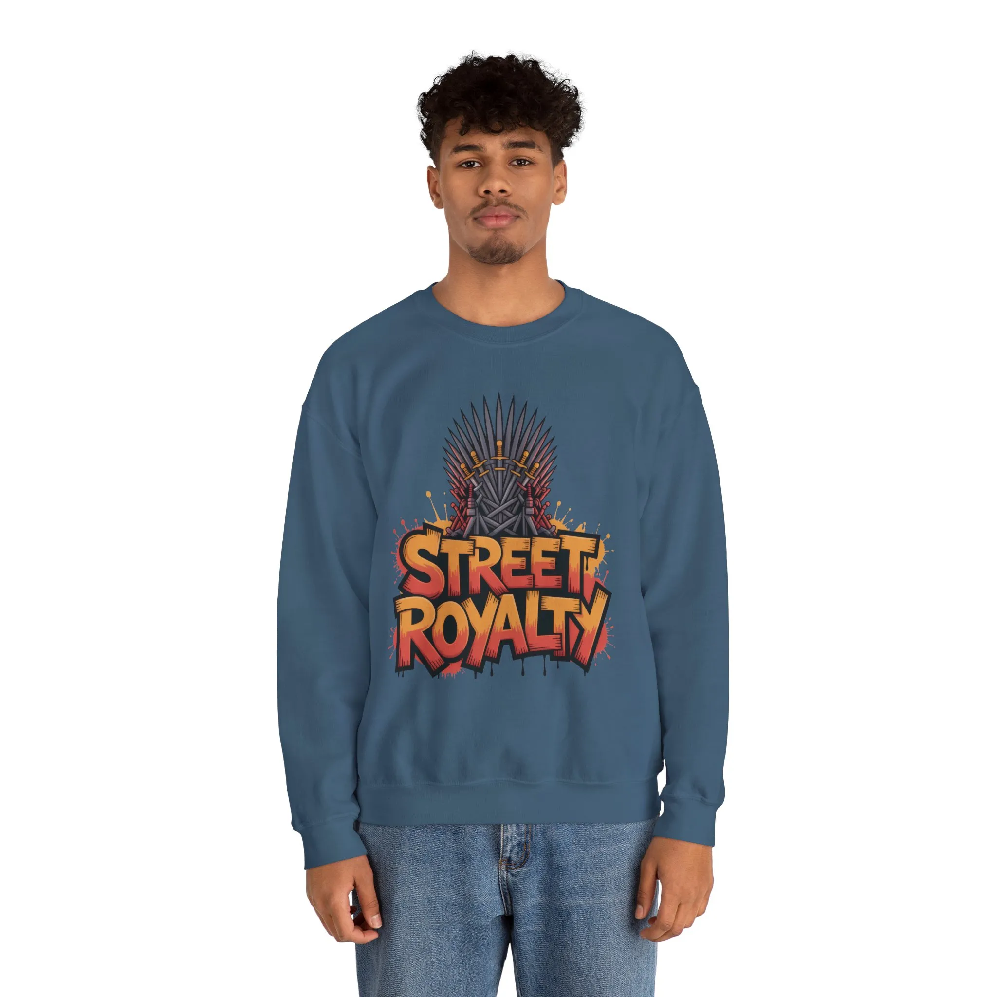 Street Royalty Men's Crewneck Sweatshirt, Graffiti Crown Graphic Pullover, Urban Streetwear Top for Men - Image 16