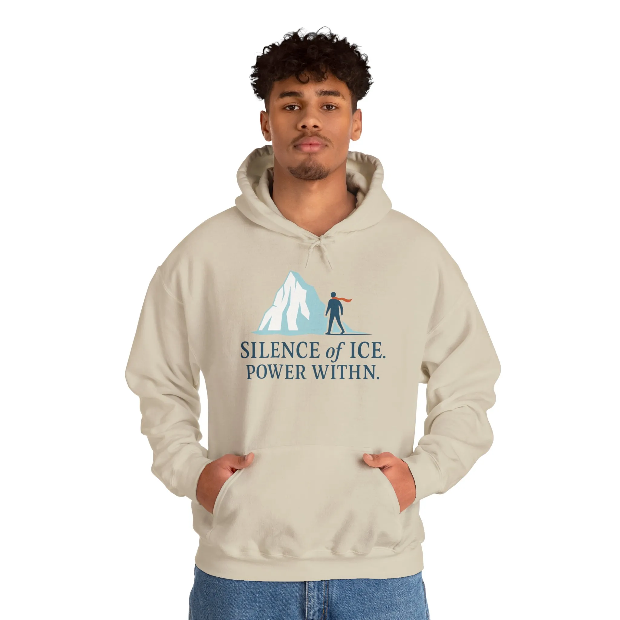 Mens Heavy Blend™ Hooded Sweatshirt, Silence of Ice Power Within Hoodie, Nordic Minimal Iceberg Graphic Streetwear - Image 15