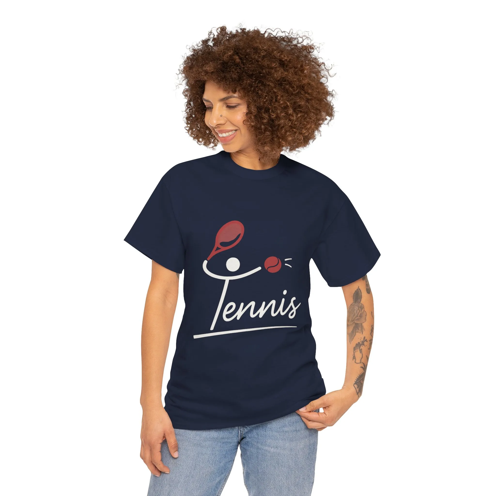 Womens Heavy Cotton Tee, Womens Tennis Graphic T-Shirt, Cute Sports Tee, Funny Workout Gym Top for Women - Image 17