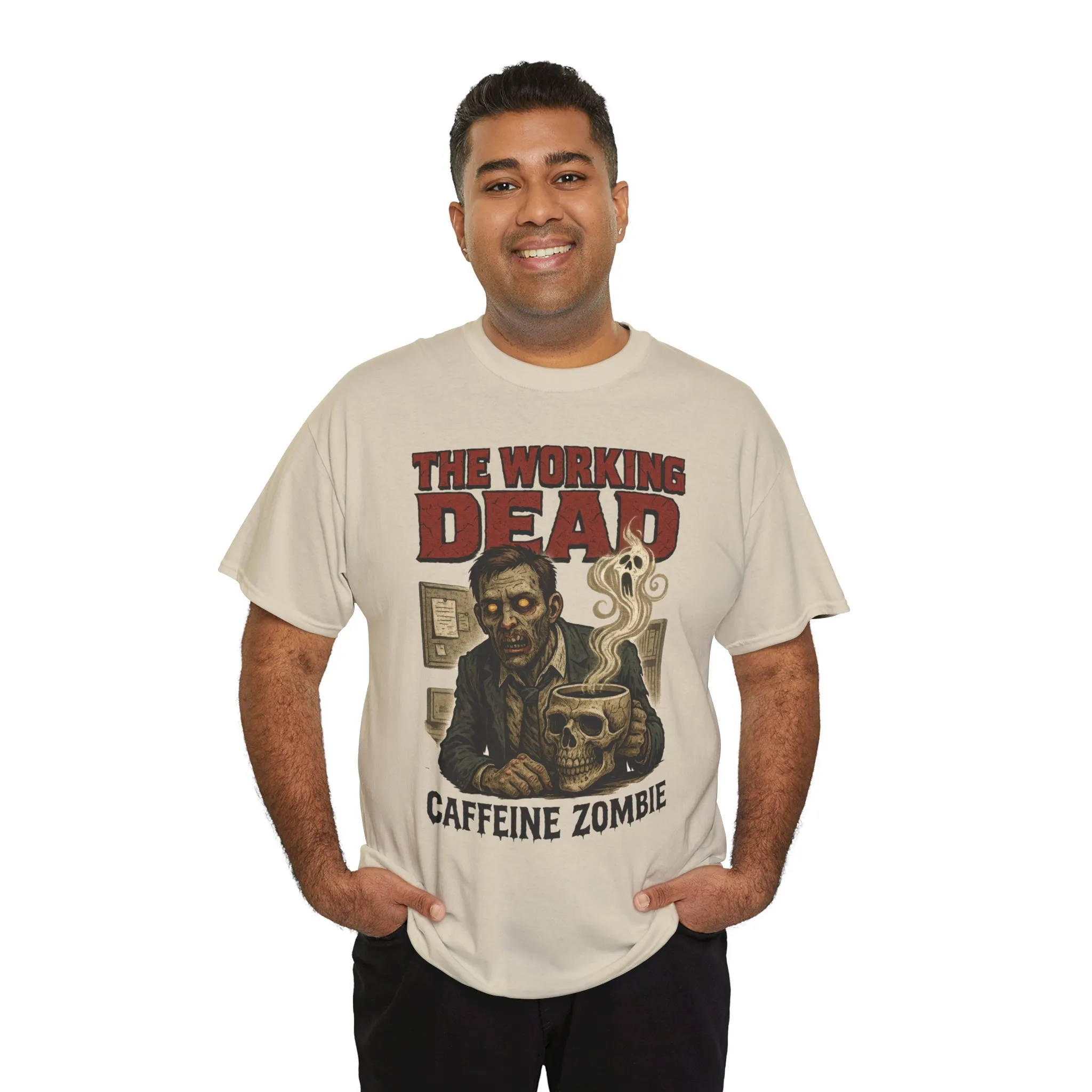 The Working Dead Men's Funny Zombie Work T-Shirt, Office Humor Tee, Halloween Office Tee, Coffee Zombie Shirt - Image 35