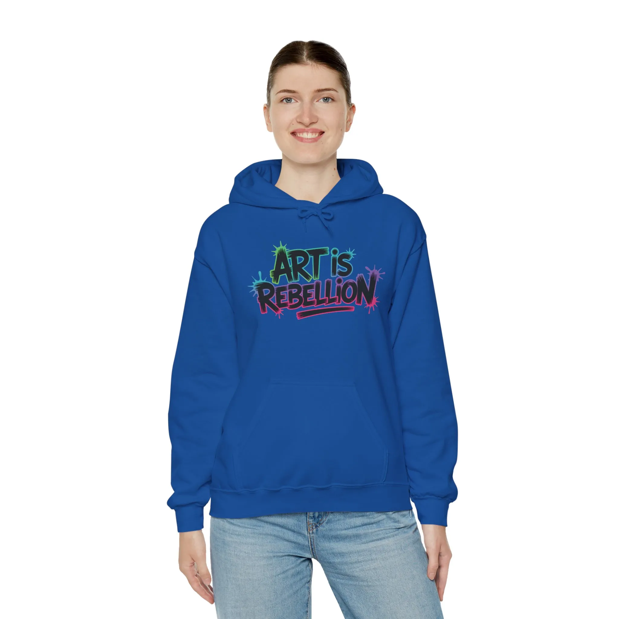 Art Is Rebellion Hoodie, Women's Graffiti Street Art Hooded Sweatshirt, Rebel Graphic Statement Pullover, Heavy Blend™ Hooded Sweatshirt - Image 2