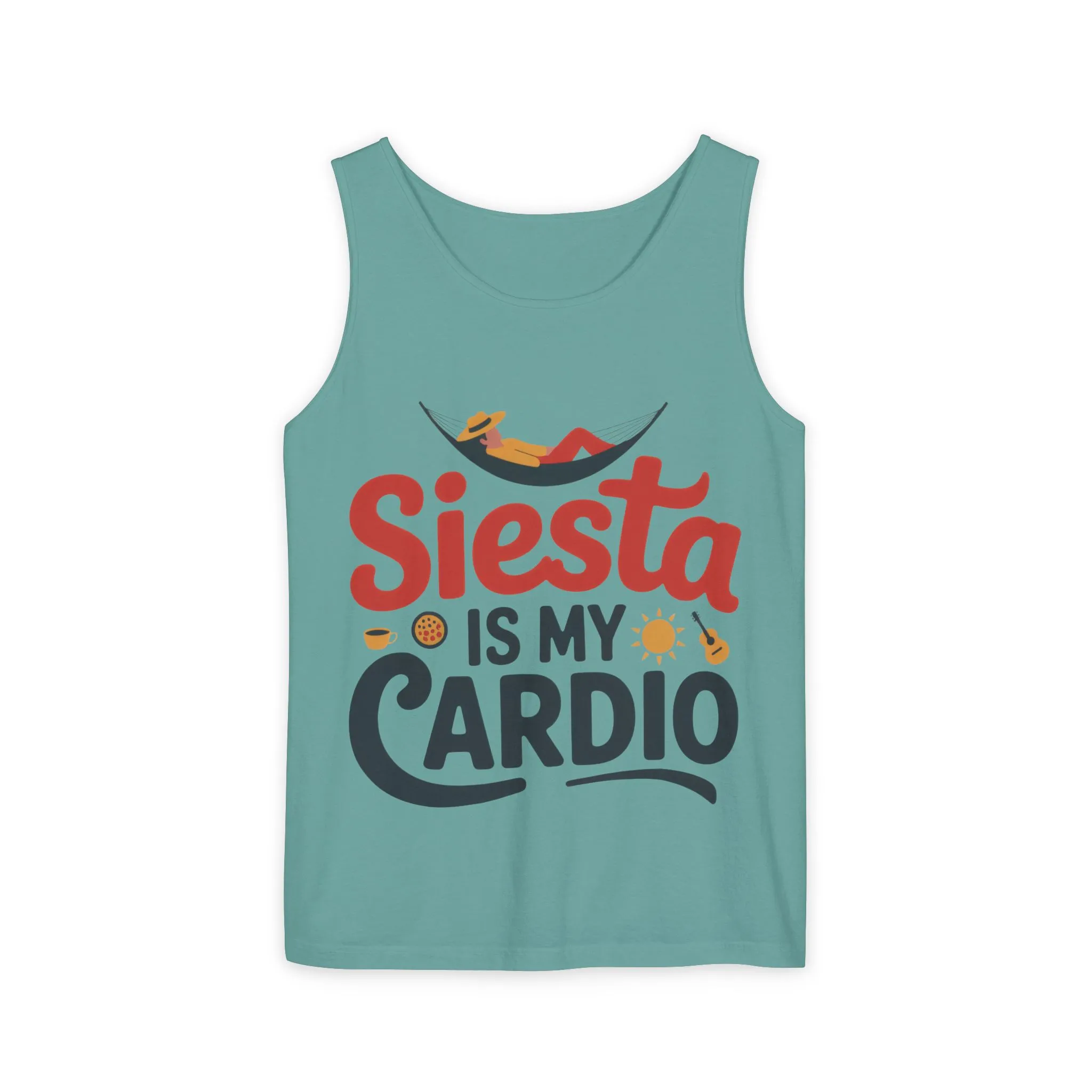 Mens Garment-Dyed Tank Top, Siesta Is My Cardio Funny Mens Tank Top Spain Humor - Image 11