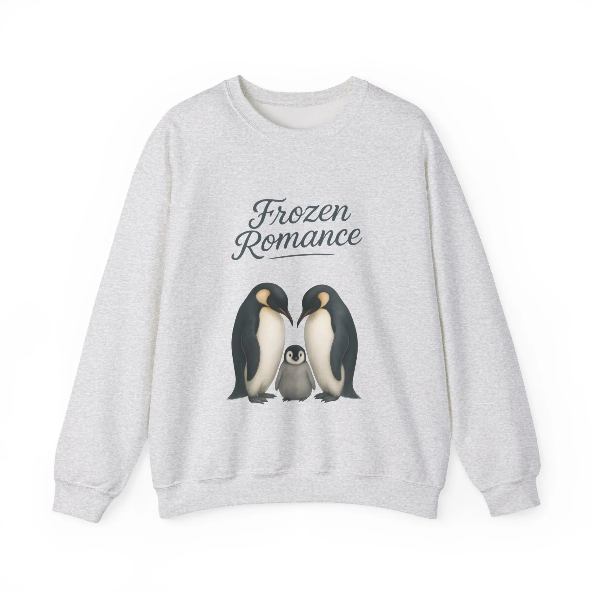 Womens Heavy Blend™ Crewneck Sweatshirt, Womens Frozen Romance Penguin Sweatshirt, Cute Animal Pullover, Romantic Graphic Top - Image 4