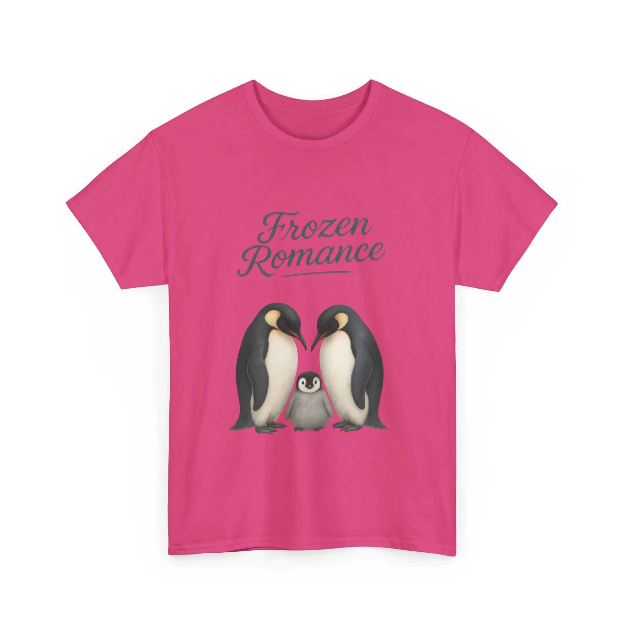 Womens Heavy Cotton Tee, Womens Frozen Romance Penguin T-Shirt, Cute Animal Graphic Tee, Love Birds Shirt Gift - Image 25