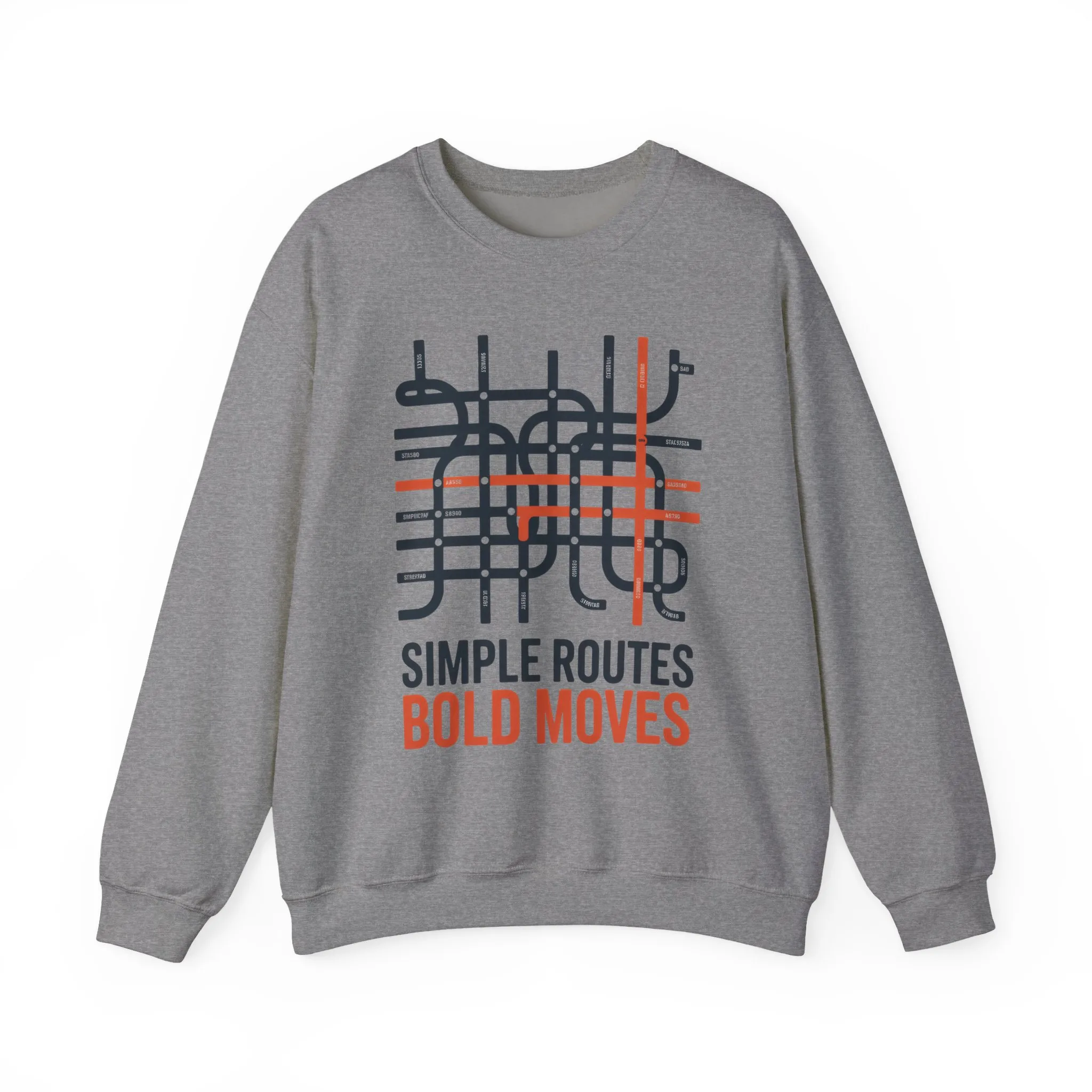 Mens Heavy Blend™ Crewneck Sweatshirt, Simple Routes Bold Moves Sweatshirt, Minimalist Metro Map Graphic Pullover - Image 17