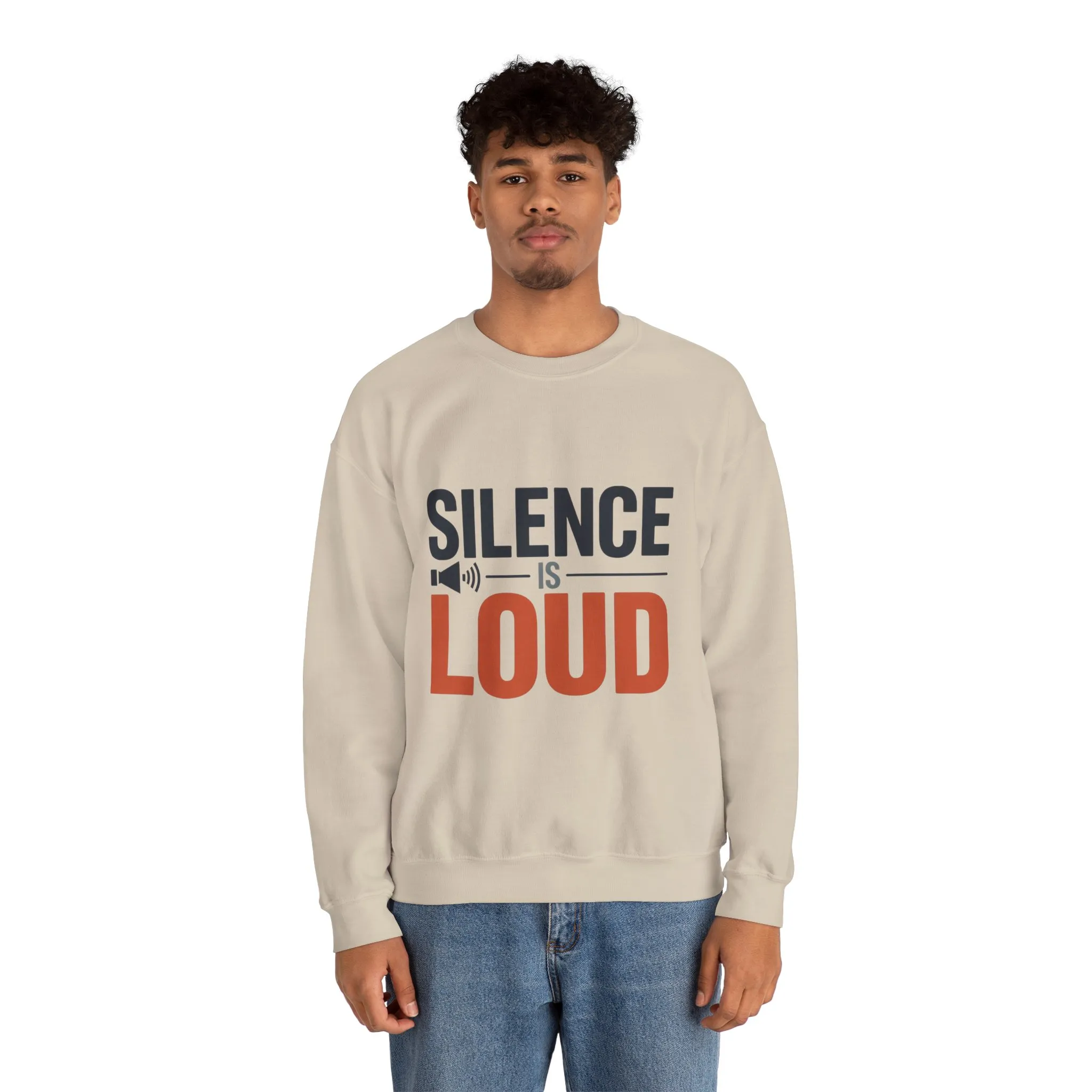 Mens Heavy Blend™ Crewneck Sweatshirt, Silence Is Loud Motivational Mens Sweatshirt - Image 5