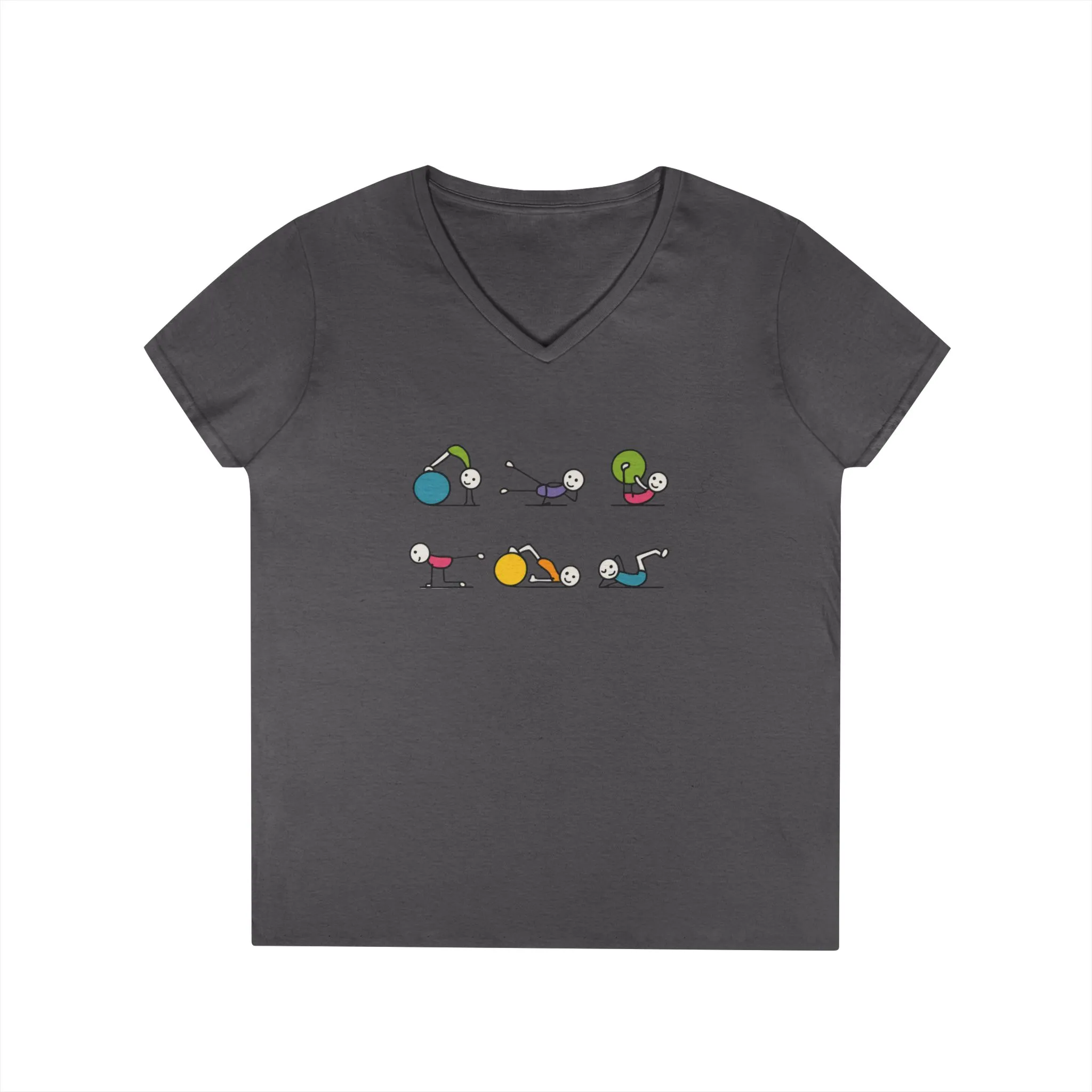 Ladies V-Neck T-Shirt, Fit Fun Pilates Figure Womens T-Shirt, Cute Workout Tee, Funny Yoga Gym Top for Women - Image 13