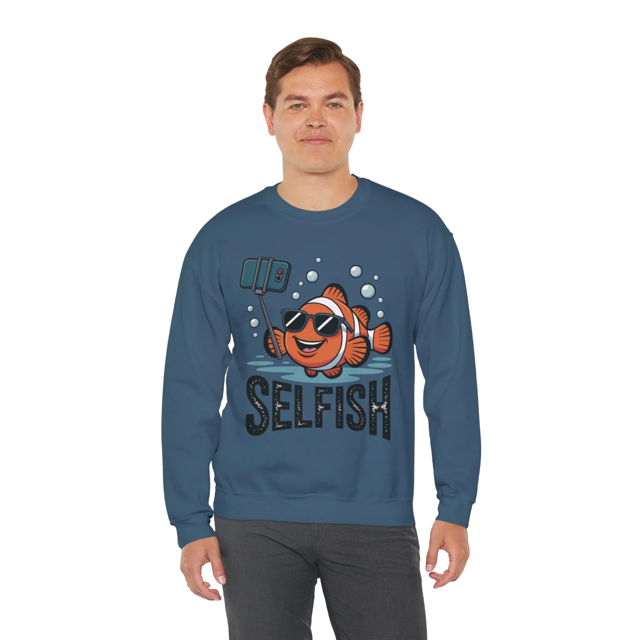 Unisex Heavy Blend™ Crewneck Sweatshirt, Mens Selfish Funny Fish Sweatshirt, Cute Selfie Pullover, Ocean Humor Top - Image 24