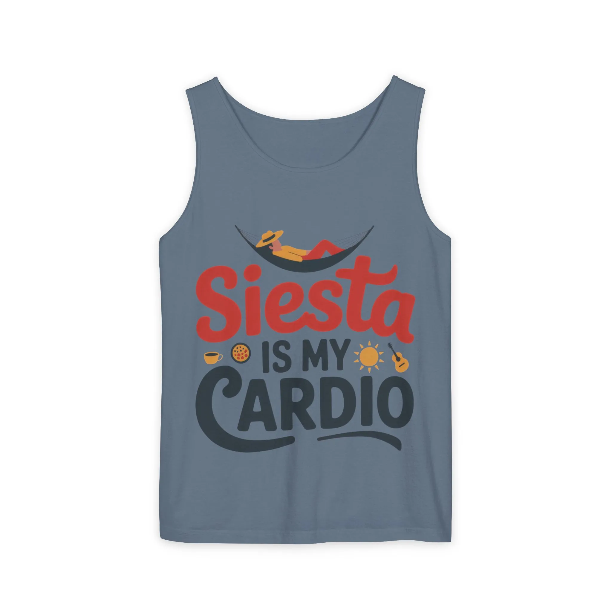 Mens Garment-Dyed Tank Top, Siesta Is My Cardio Funny Mens Tank Top Spain Humor - Image 15