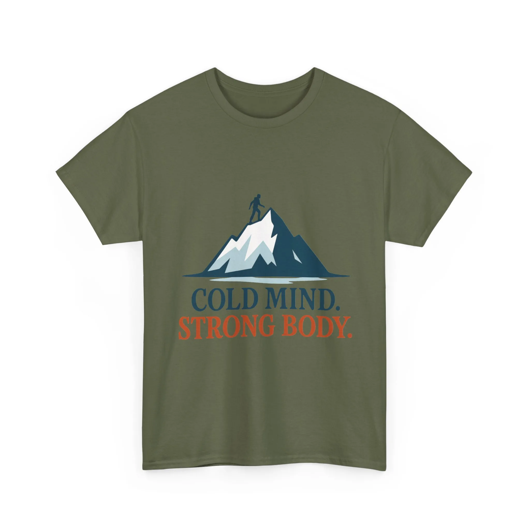 Cold Mind Strong Body Mens T-Shirt, Nordic Minimalist Mountain Hiking Tee - Image 13