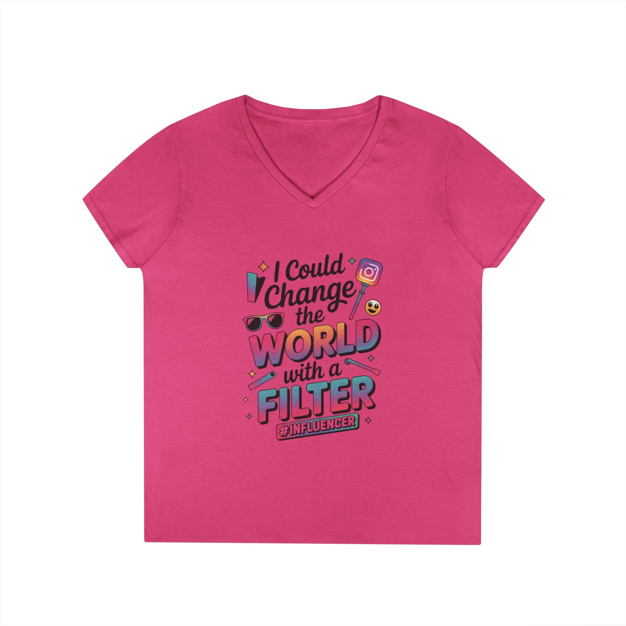 Ladies' V-Neck T-Shirt, Womens Influencer T-Shirt, Funny Social Media Graphic Tee, Cute Trendy Top - Image 25