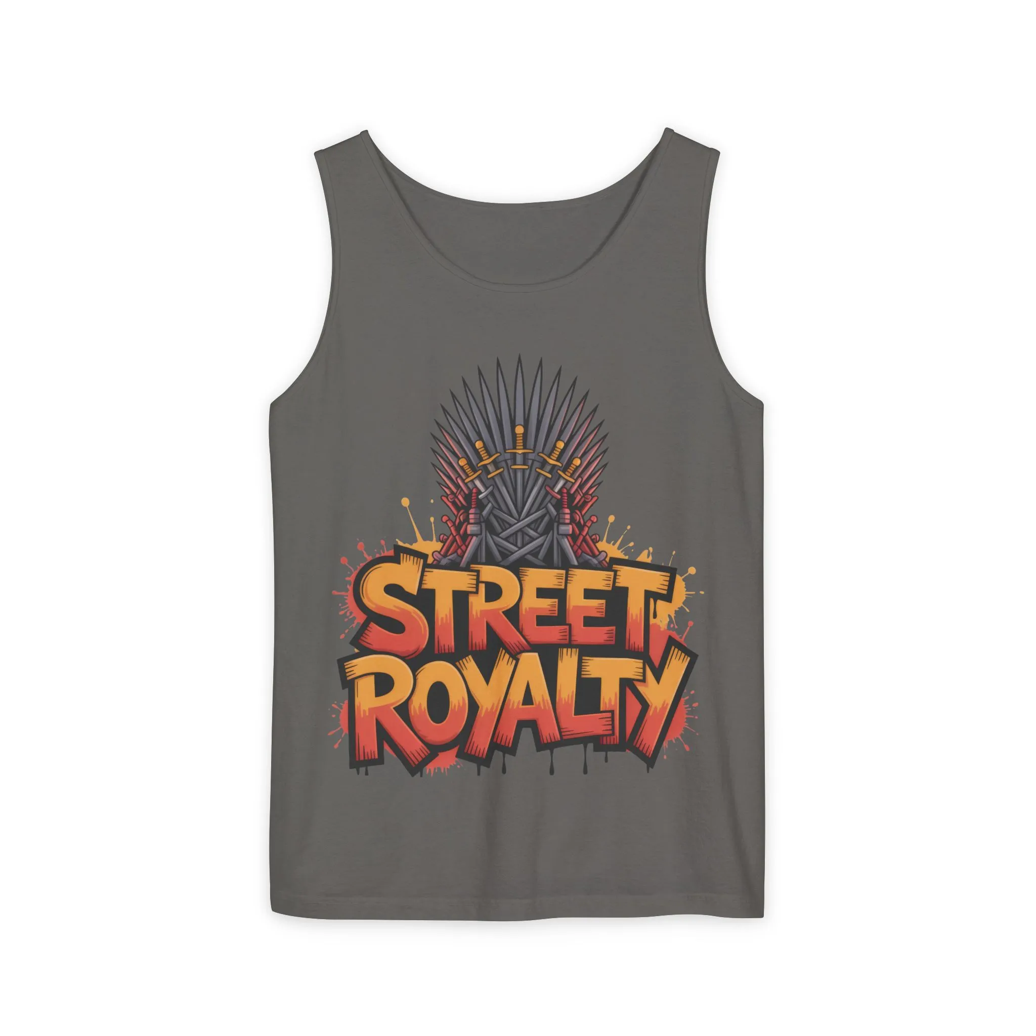 Street Royalty Men's Tank Top, Graffiti Crown Graphic Muscle Shirt, Urban Streetwear Sleeveless Skate Style - Image 6