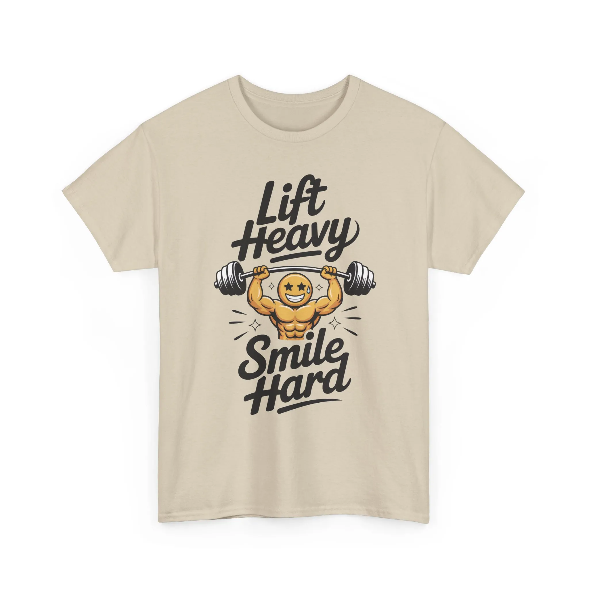 Mens Lift Heavy Smile Hard T-Shirt, Funny Gym Workout Graphic Tee, Mens Gym Tshirt - Image 4