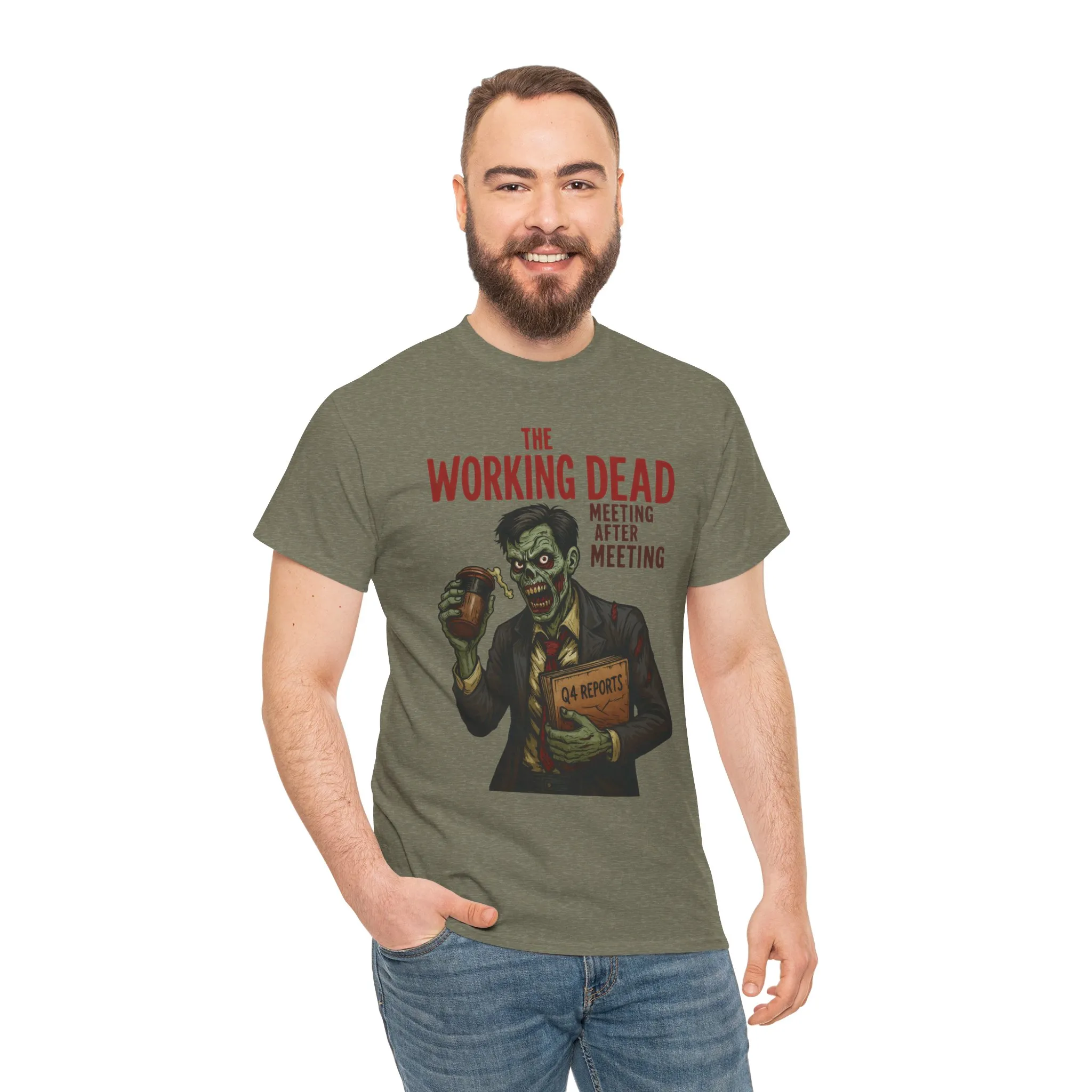 The Working Dead Men's Funny Zombie Work T-Shirt, Office Humor Tee, Meeting Joke Shirt, Halloween Office Tee - Image 28