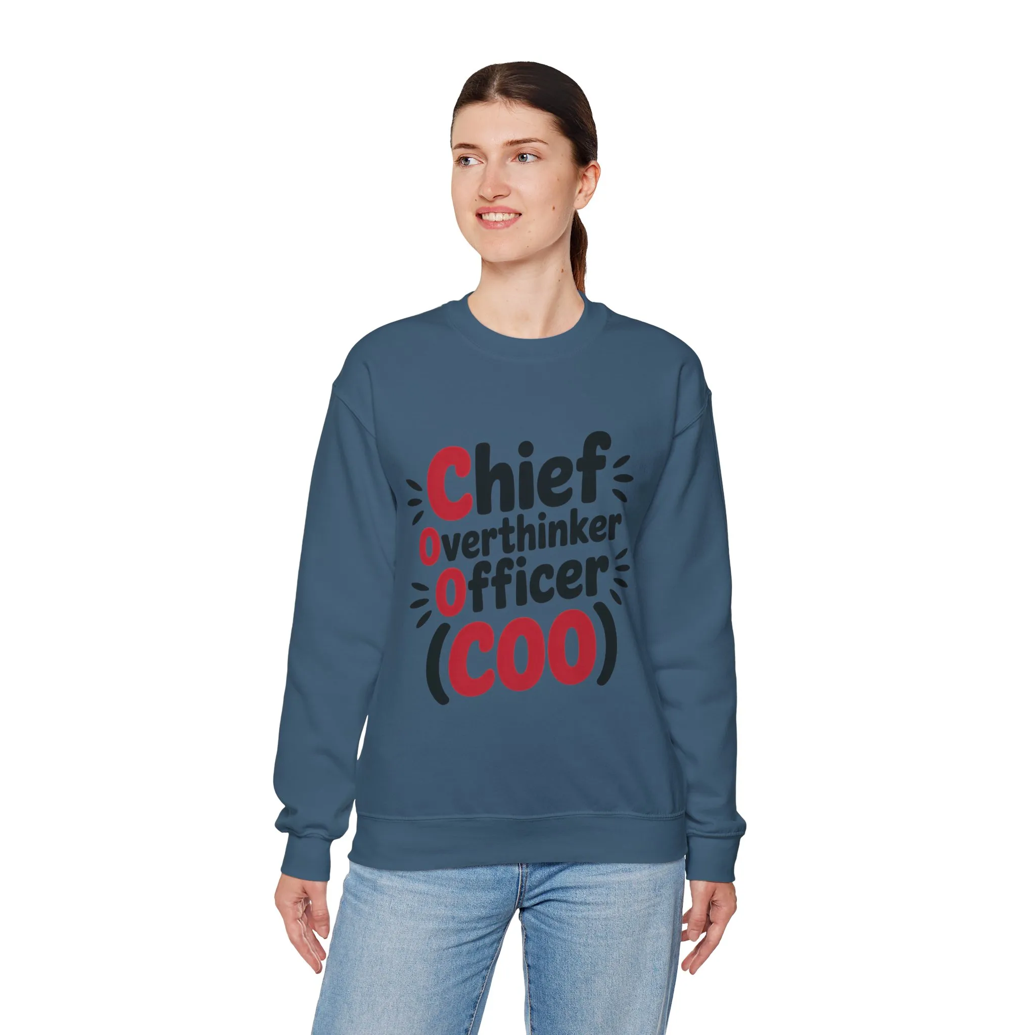 Chief Overthinker Officer Women's Sweatshirt, COO Funny Office Humor Graphic Pullover, Women's Heavy Blend™ Crewneck Sweatshirt - Image 18