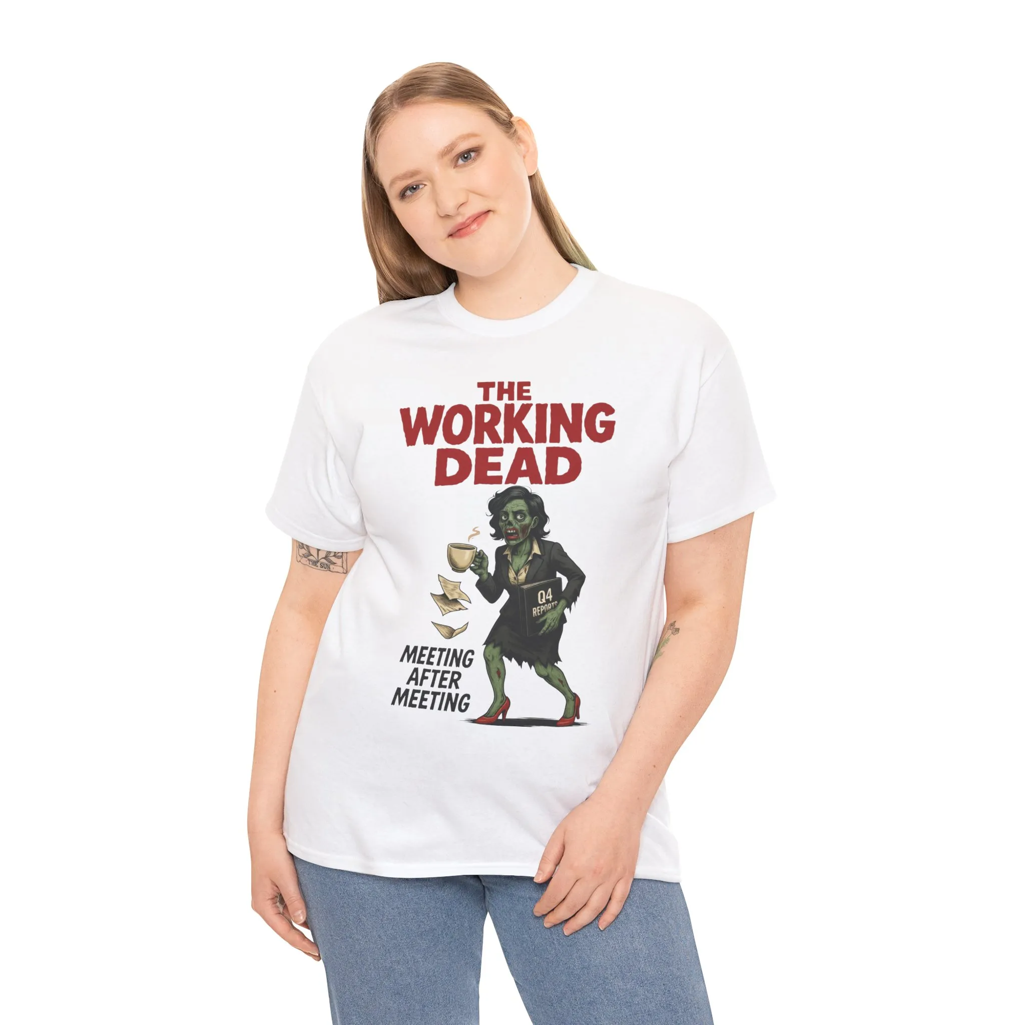 The Working Dead Women's Zombie Funny Office T-Shirt, Meeting Humor Tee, Zombie Work Top, Halloween Work Tee - Image 5