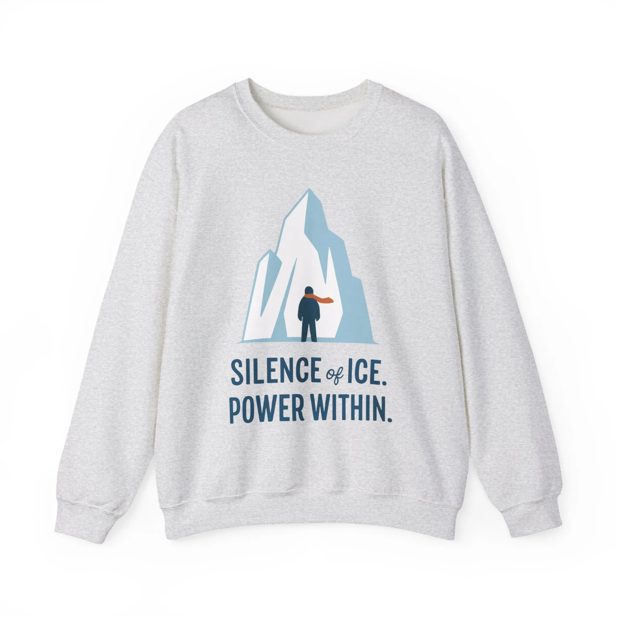 Mens Heavy Blend™ Crewneck Sweatshirt, Silence of Ice Power Within Sweatshirt, Nordic Iceberg Minimalist Pullover - Image 4