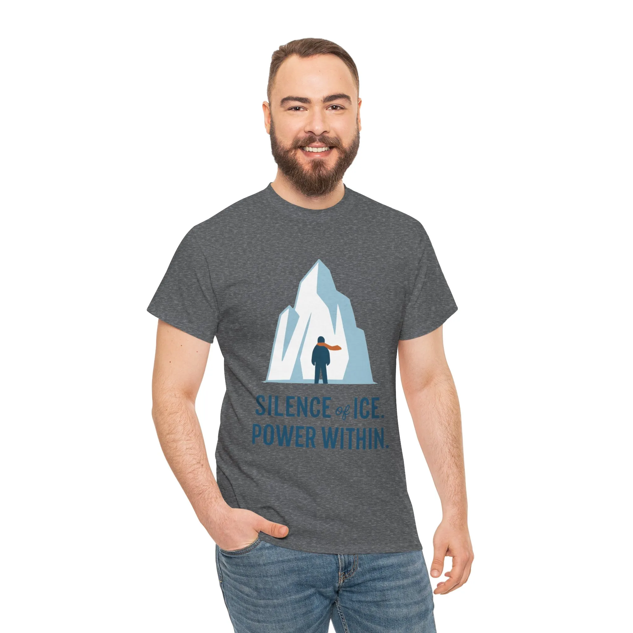 Silence of Ice Power Within Mens T-Shirt, Minimalist Nordic Iceberg Graphic Tee - Image 17