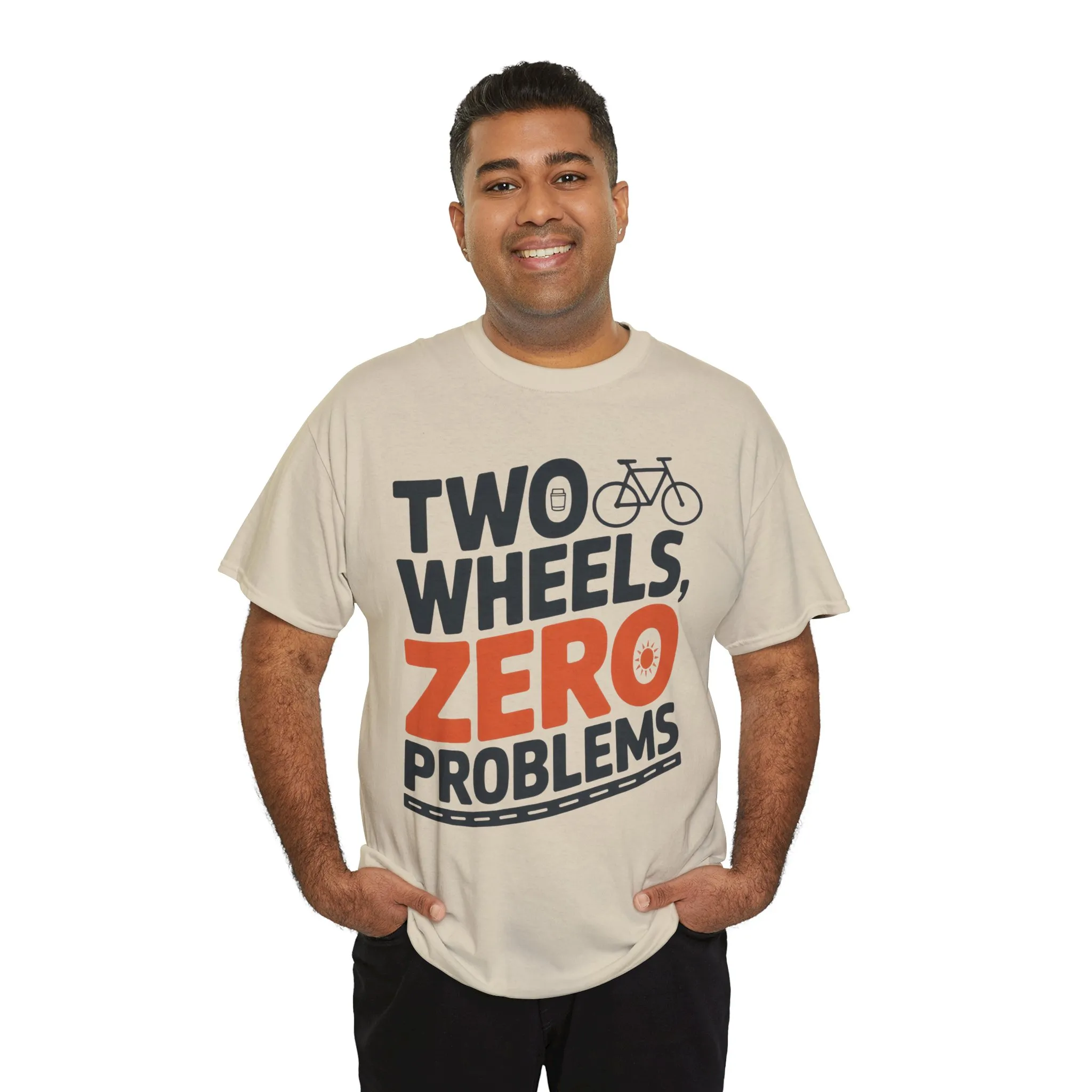 Two Wheels Zero Problems Mens Graphic Biker T-Shirt, Bike Humor Tee, Biker Gift - Image 6