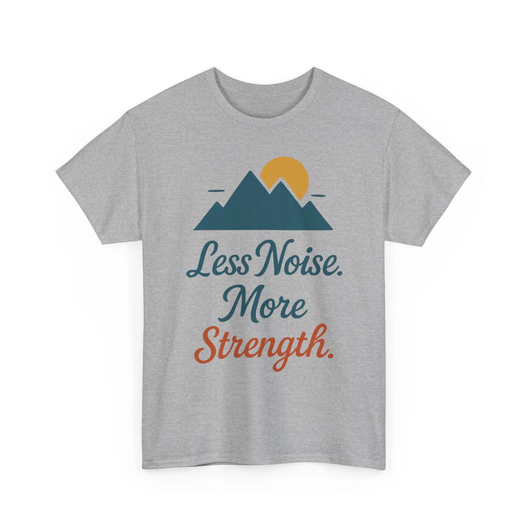 Mens Less Noise More Strength Mountain T-Shirt, Motivational Gym Hiking Tee - Image 10