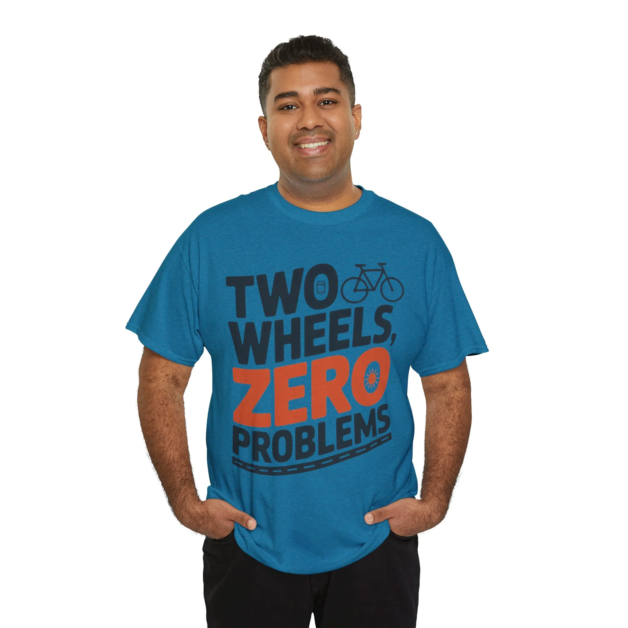 Two Wheels Zero Problems Mens Graphic Biker T-Shirt, Bike Humor Tee, Biker Gift - Image 21
