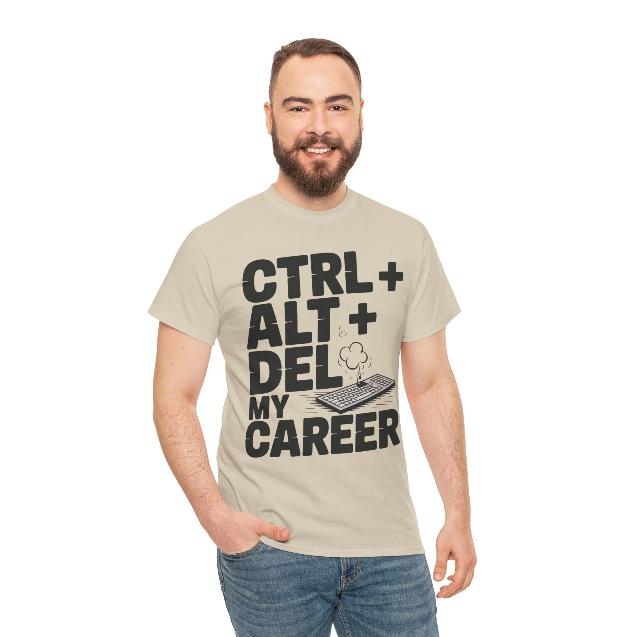 Men's Graphic Tee, Ctrl Alt Del My Career Shirt, Sarcastic Office Humor T-Shirt for Him - Image 5