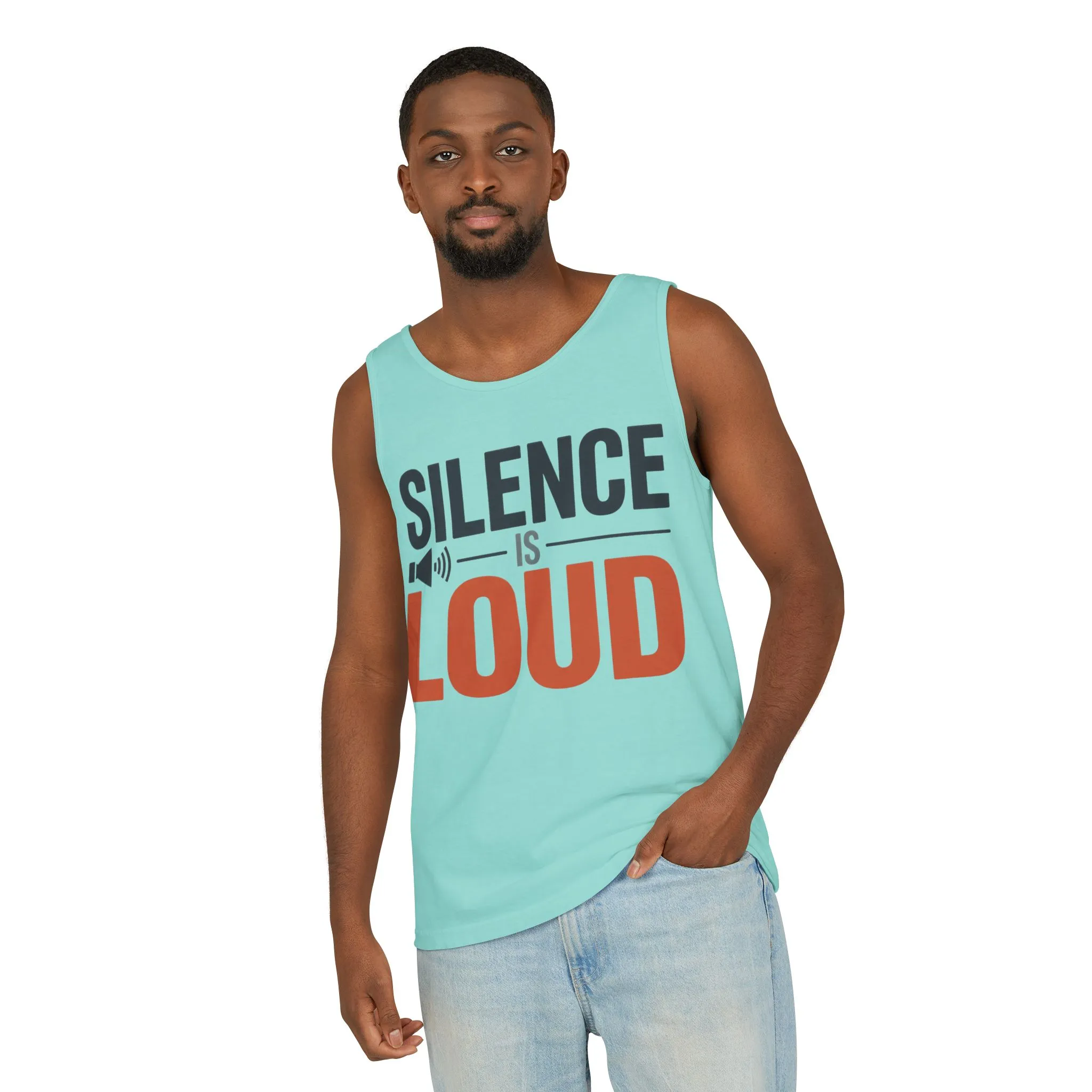 Mens Garment-Dyed Tank Top, Silence Is Loud Motivational Mens Tank Top - Image 12