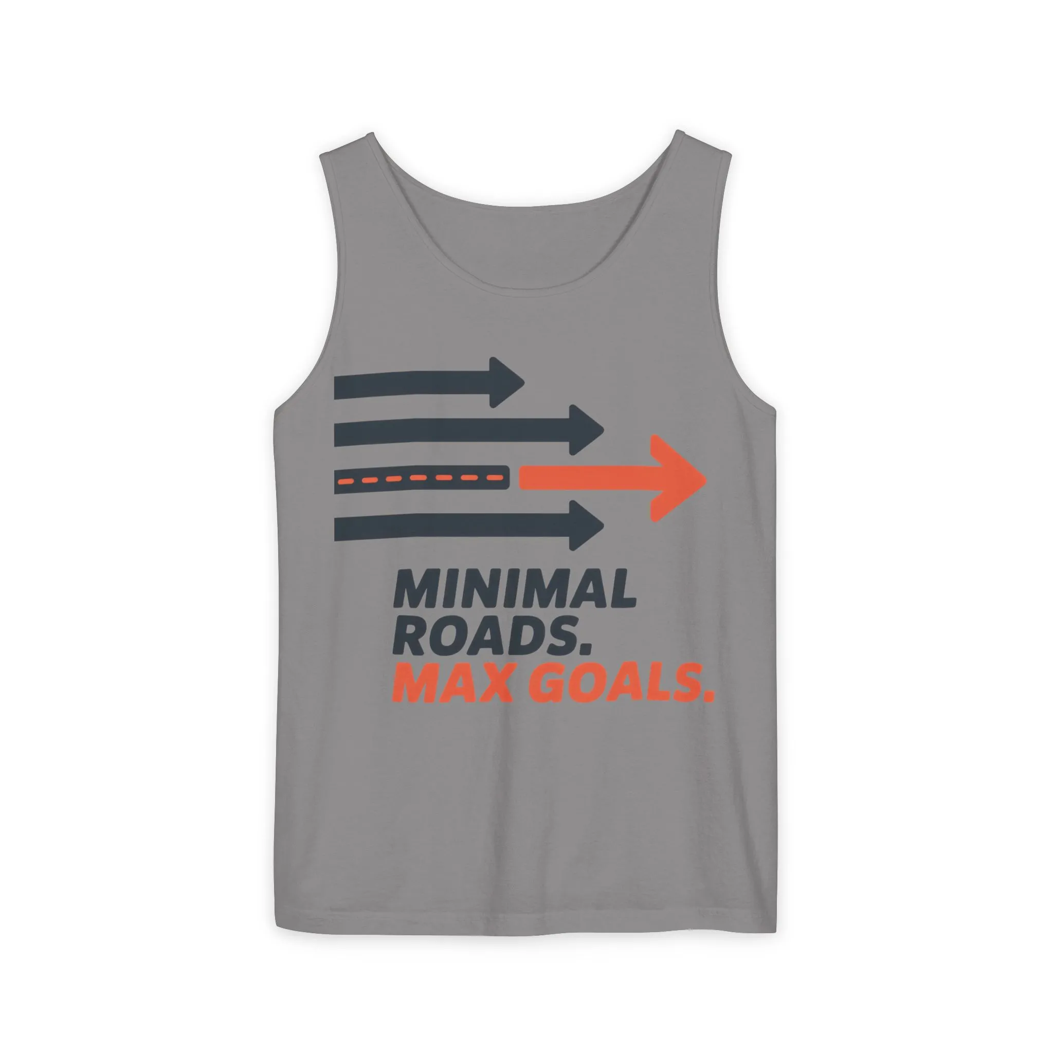 Mens Garment-Dyed Tank Top, Minimal Roads Max Goals Motivational Mens Tank Top - Image 7