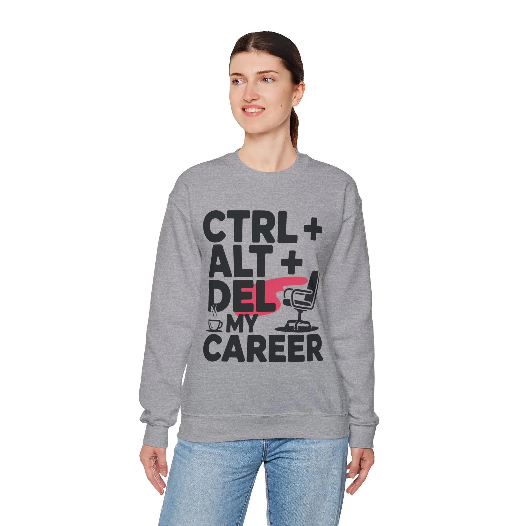 Ctrl Alt Del My Career Sweatshirt, Sarcastic Workwear Graphic Pullover, Funny Office Top, Women's Heavy Blend⢠Crewneck Sweatshirt - Image 9