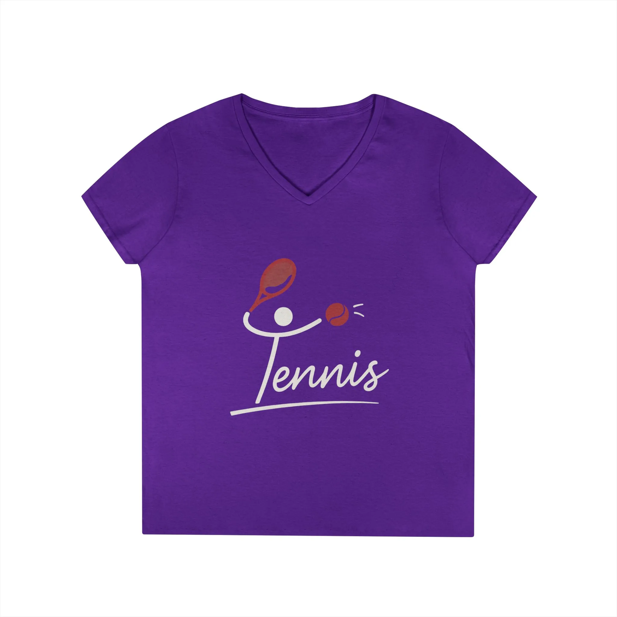 Ladies' V-Neck T-Shirt, Womens Tennis Graphic T-Shirt, Cute Sports Tee, Funny Workout Gym Top for Women - Image 25