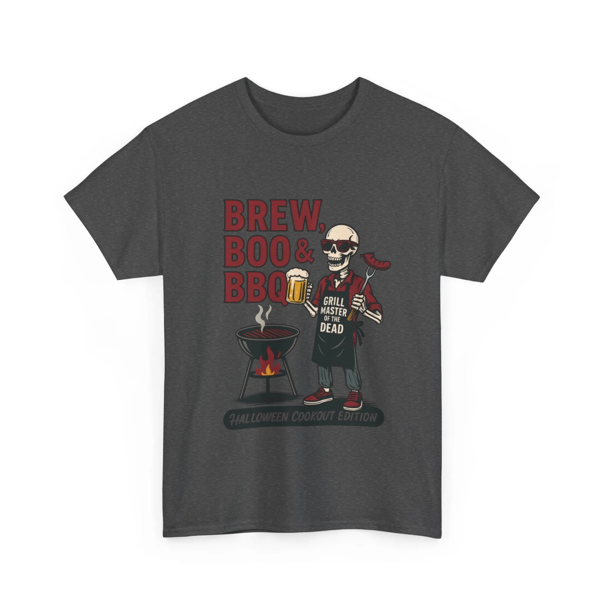 Halloween BBQ Men's T-Shirt, Brew Boo&BBQ Skeleton Grill Master Tee, Funny Dad Gift, Grill Master Tee, Grill Dad Halloween - Image 13