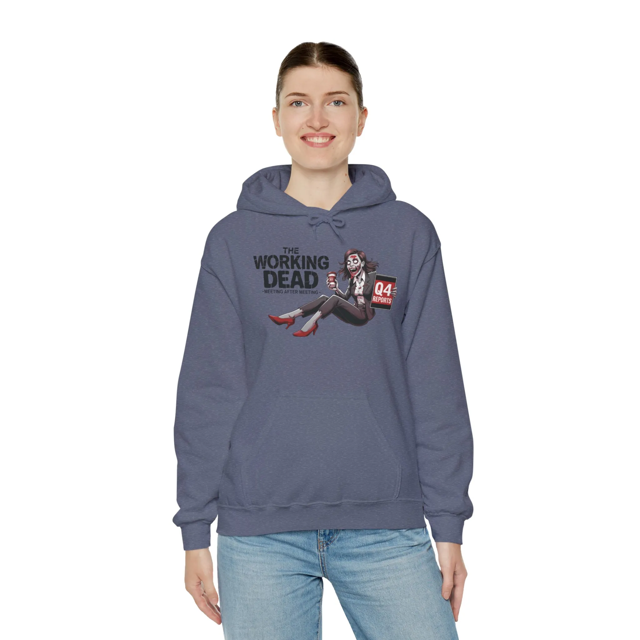 The Working Dead Women's Zombie Hoodie, Funny Office Meeting Sweatshirt, Halloween Zombie Top, Halloween Work Top - Image 4