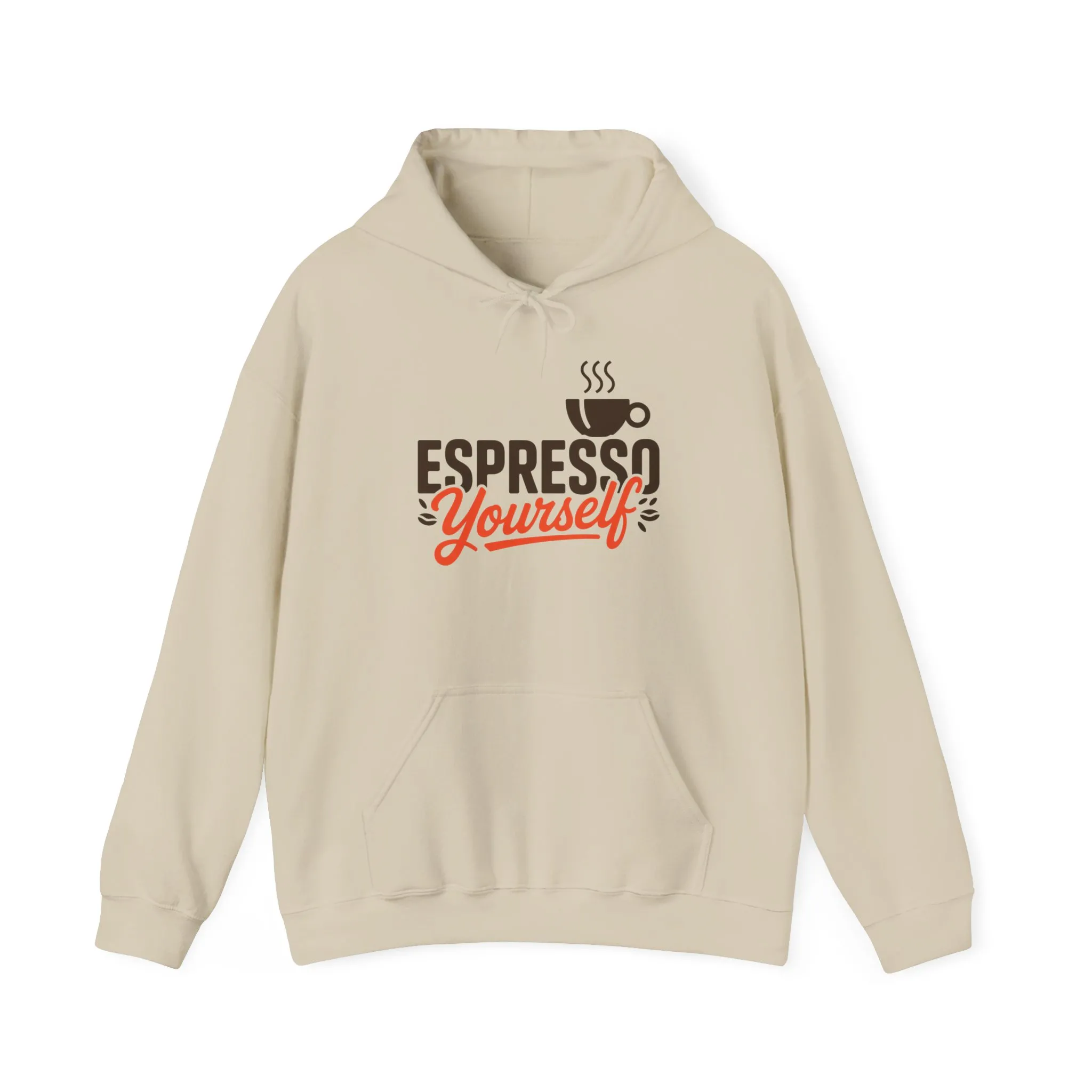 Mens Heavy Blend™ Hooded Sweatshirt, Espresso Yourself Mens Hoodie, Coffee Lover Funny Graphic Pullover - Image 2