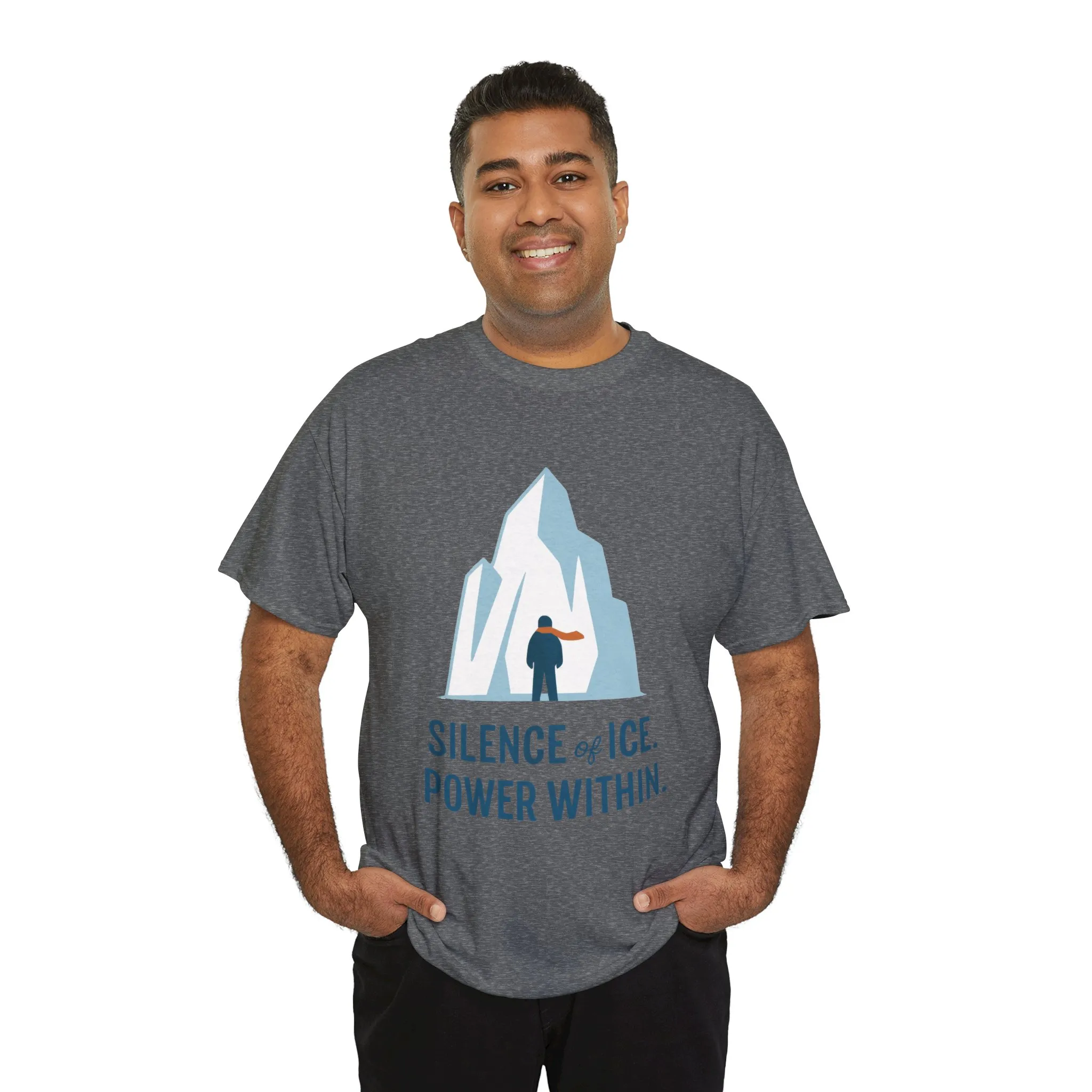 Silence of Ice Power Within Mens T-Shirt, Minimalist Nordic Iceberg Graphic Tee - Image 18