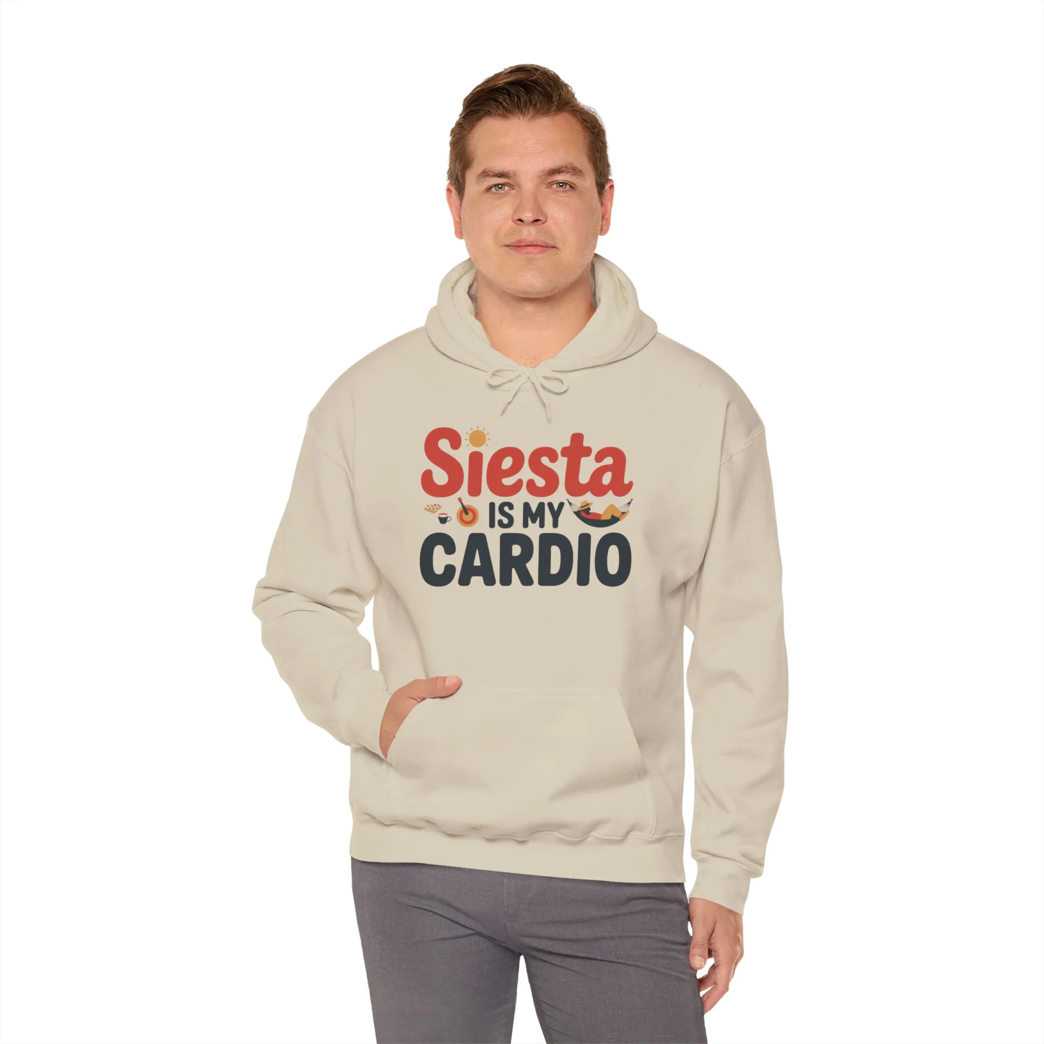 Mens Heavy Blend™ Hooded Sweatshirt, Siesta Is My Cardio Funny Mens Hoodie Spain Humor Gift - Image 12