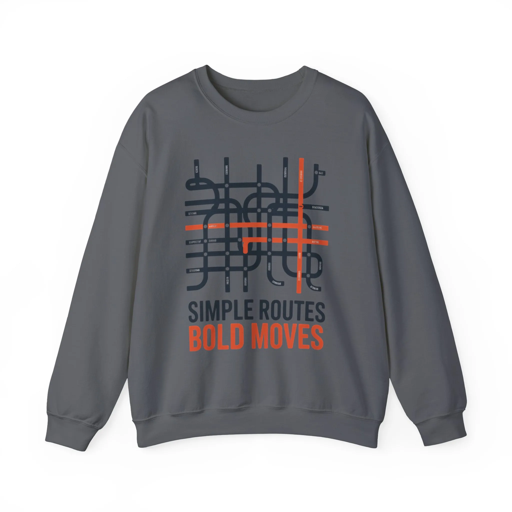 Mens Heavy Blend™ Crewneck Sweatshirt, Simple Routes Bold Moves Sweatshirt, Minimalist Metro Map Graphic Pullover - Image 29
