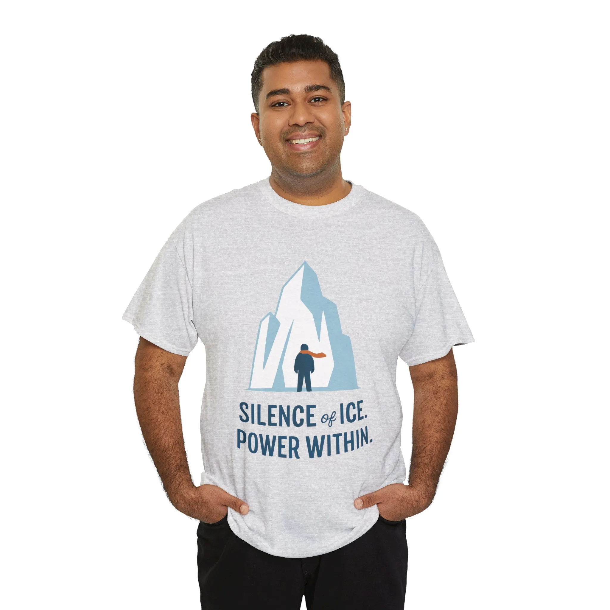 Silence of Ice Power Within Mens T-Shirt, Minimalist Nordic Iceberg Graphic Tee - Image 6