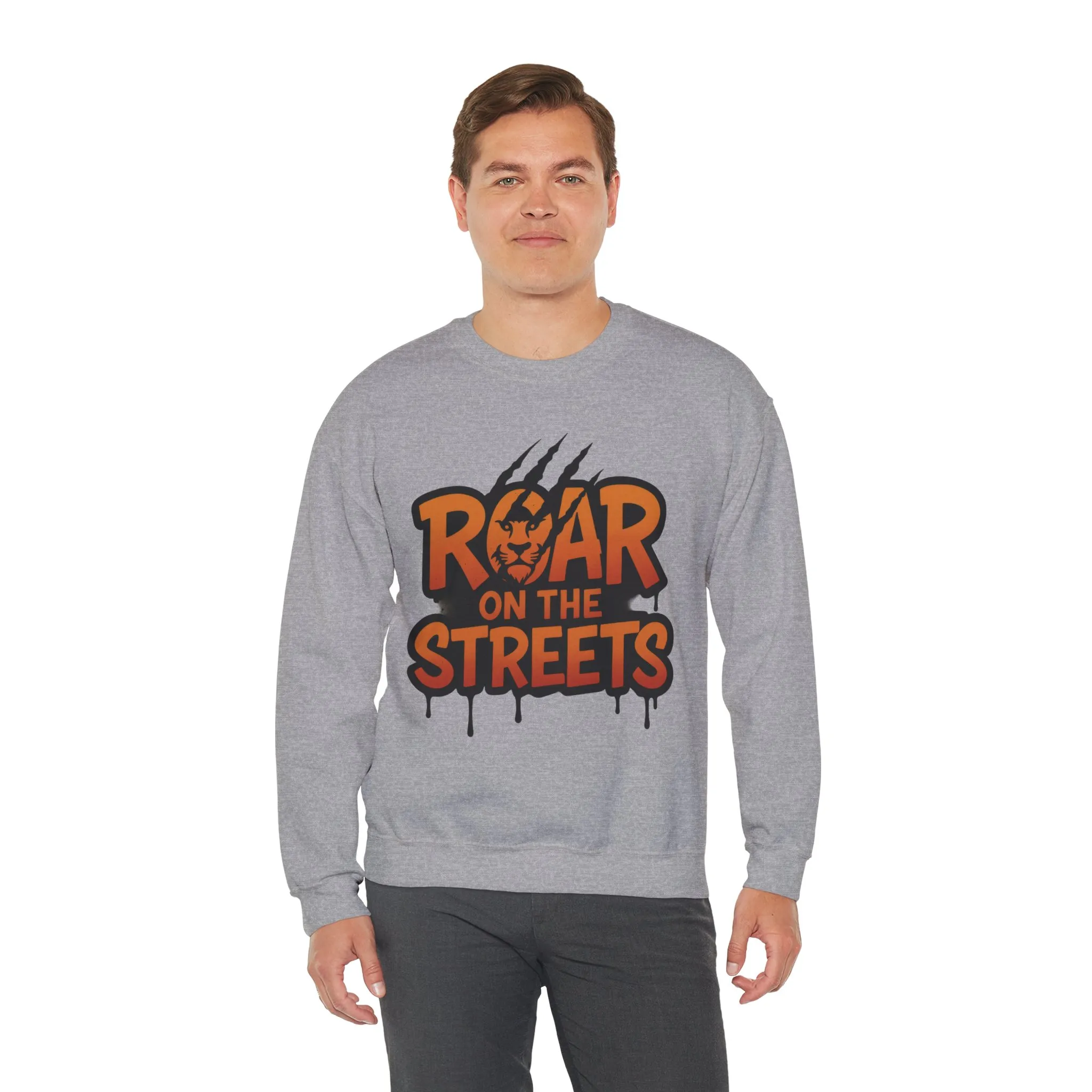 Mens Heavy Blend™ Crewneck Sweatshirt, Roar on the Streets Mens Lion Crewneck Sweatshirt - Image 9