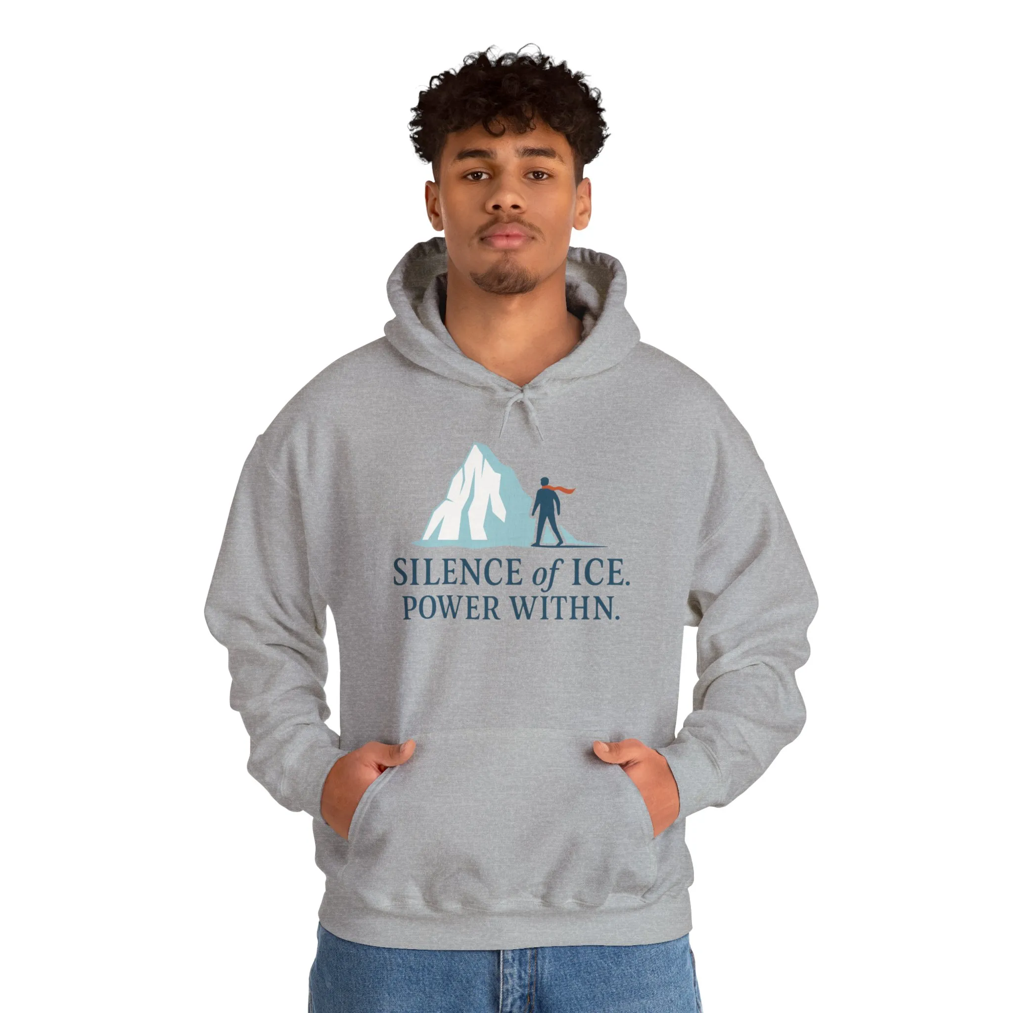 Mens Heavy Blend™ Hooded Sweatshirt, Silence of Ice Power Within Hoodie, Nordic Minimal Iceberg Graphic Streetwear - Image 19