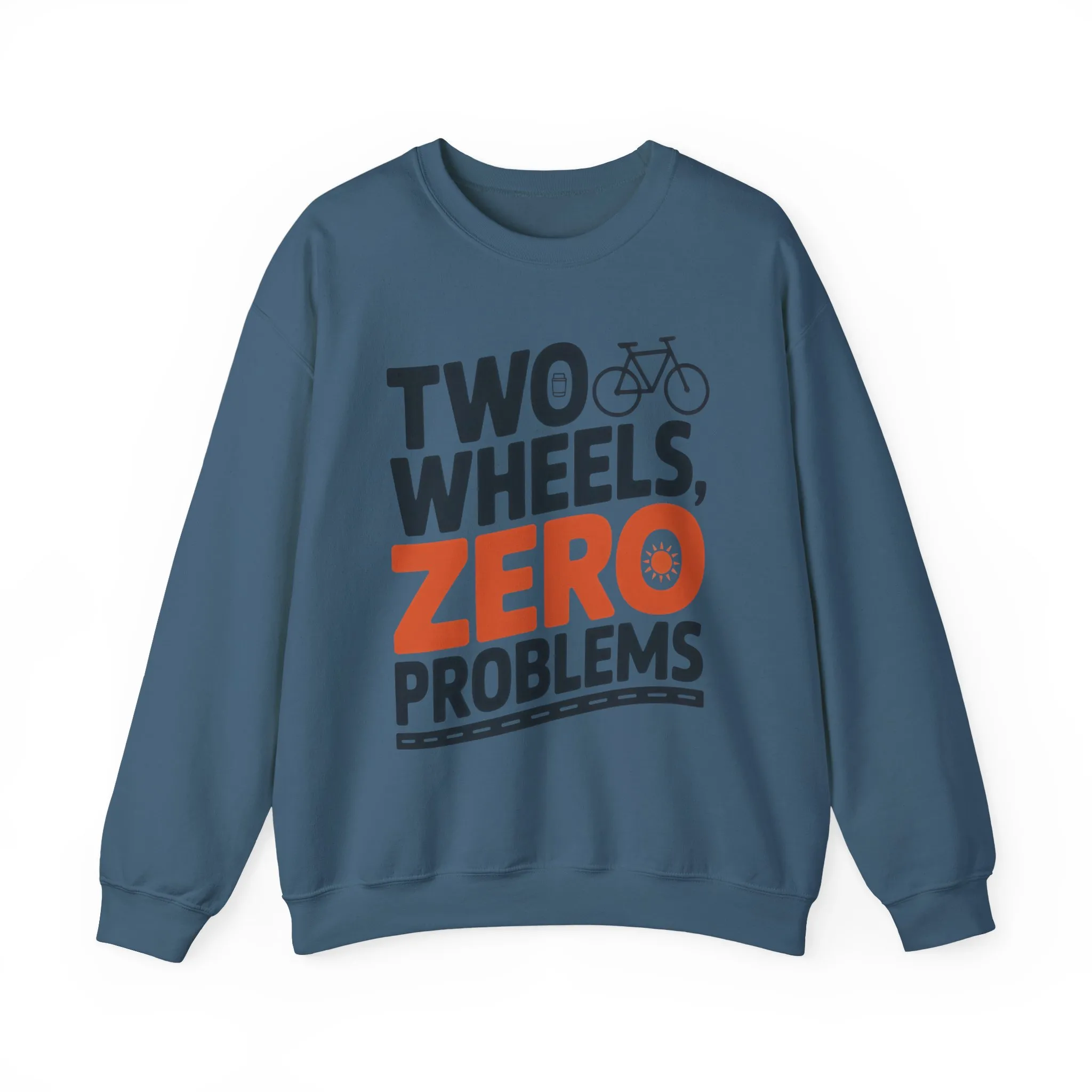 Mens Heavy Blend™ Crewneck Sweatshirt, Two Wheels Zero Problems Mens Casual Biker Sweatshirt, Gift for Cyclists - Image 16