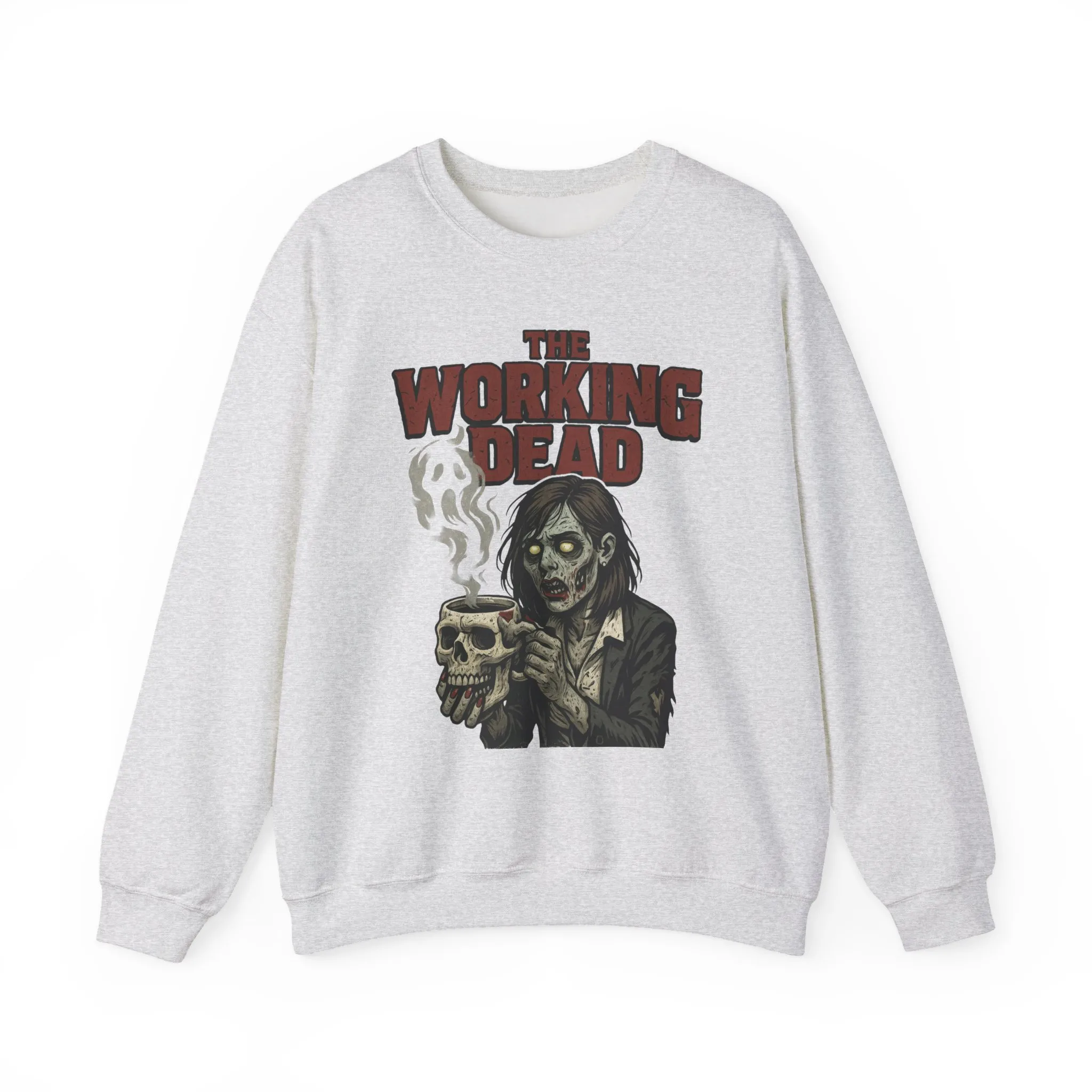 The Working Dead Women's Zombie Sweatshirt, Halloween Zombie Top, Work Humor Sweatshirt, Women's Heavy Blend™ Crewneck Sweatshirt - Image 4