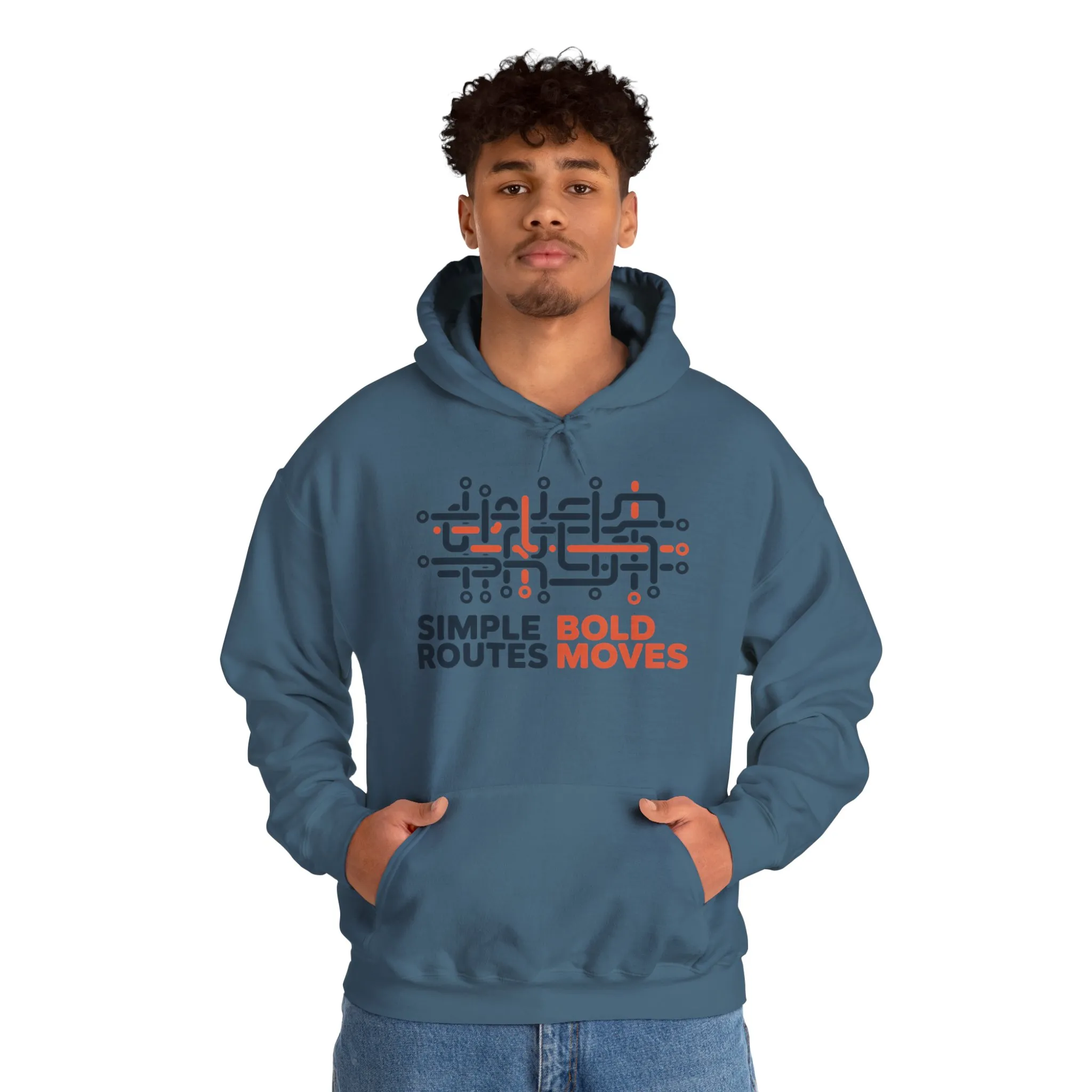 Mens Heavy Blend™ Hooded Sweatshirt, Simple Routes Bold Moves Hoodie, Unisex Metro Map Graphic, Urban Streetwear - Image 27