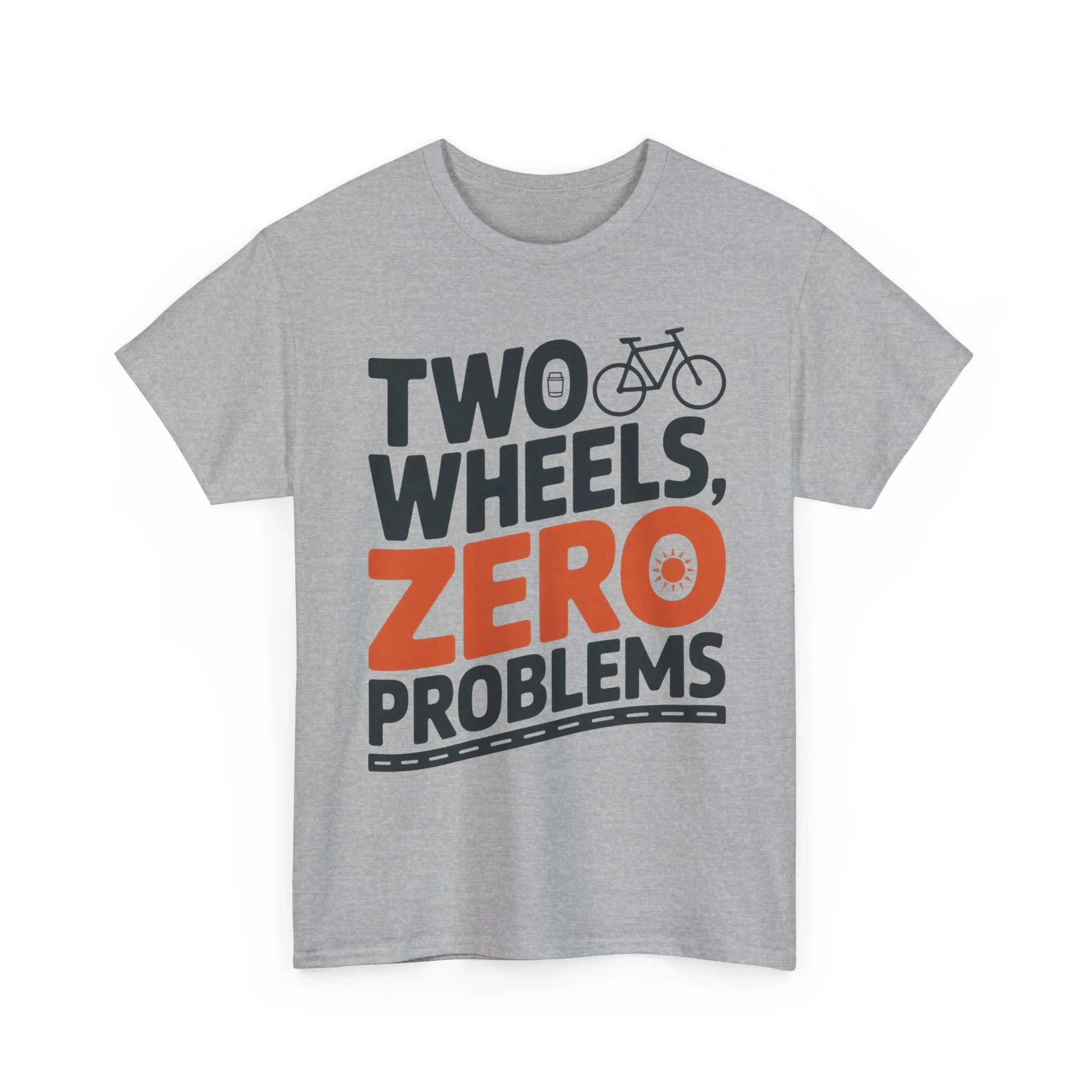 Two Wheels Zero Problems Mens Graphic Biker T-Shirt, Bike Humor Tee, Biker Gift - Image 2